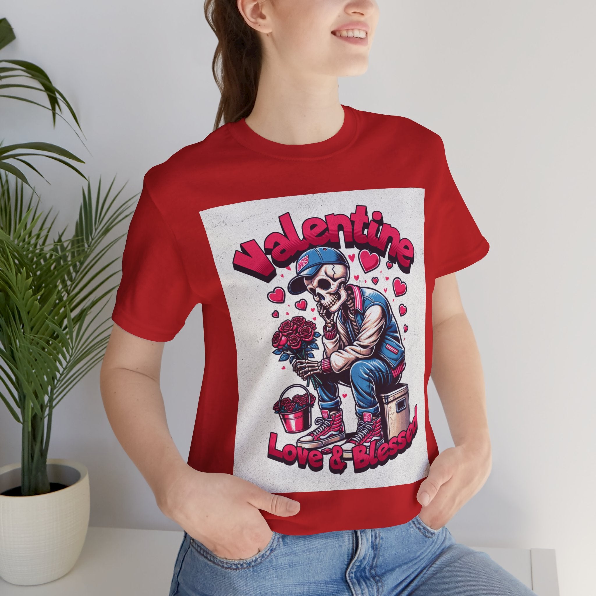 Valentine Skull T-Shirt – "Love & Blessed" Gothic Valentine Tee