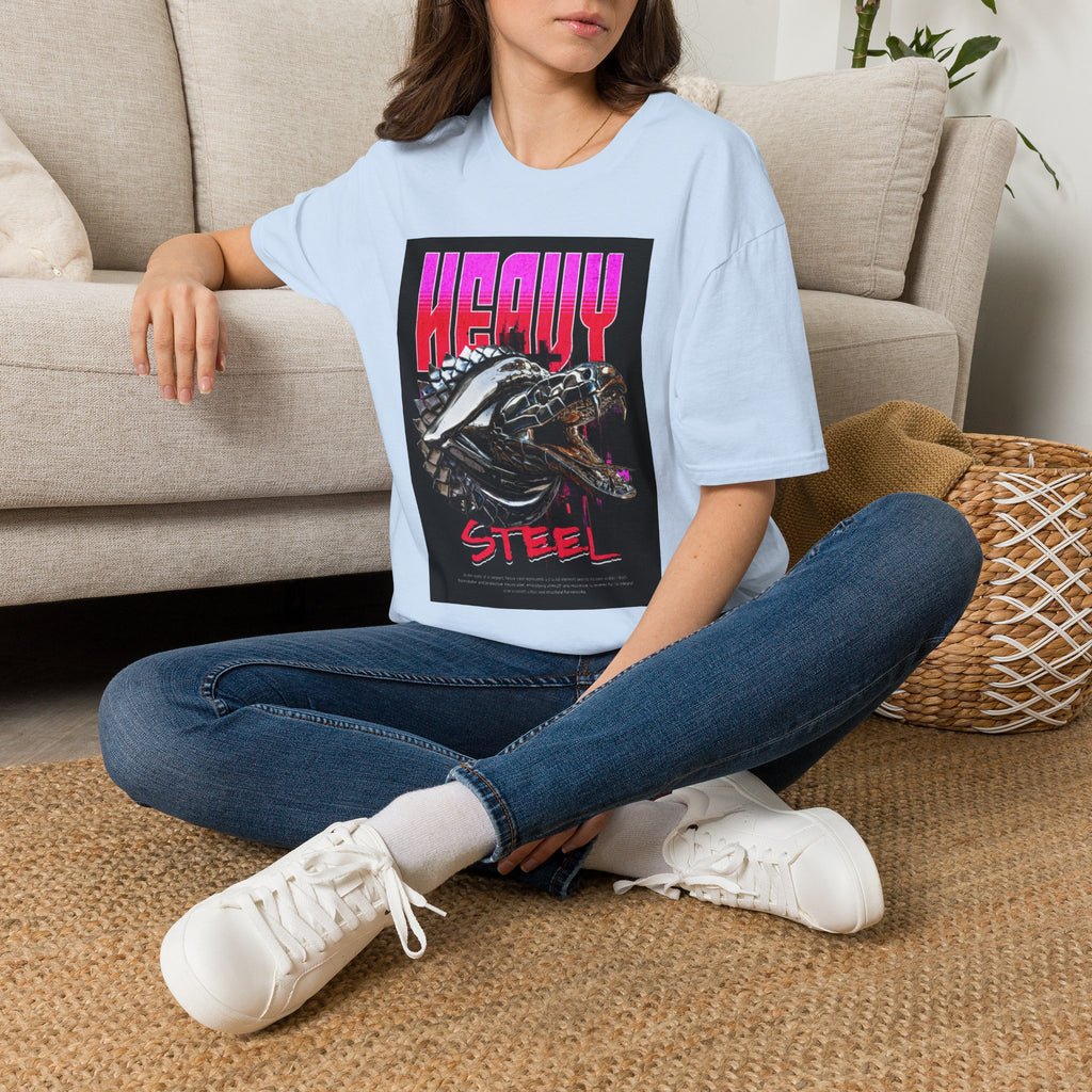 Heavy Steel T-Shirt — Retro Motorcycle Skull Graphic Tee
