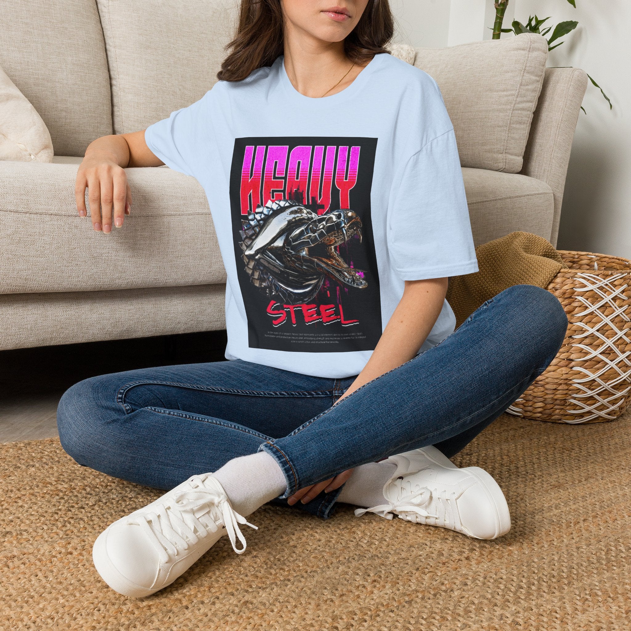 Heavy Steel T-Shirt — Retro Motorcycle Skull Graphic Tee