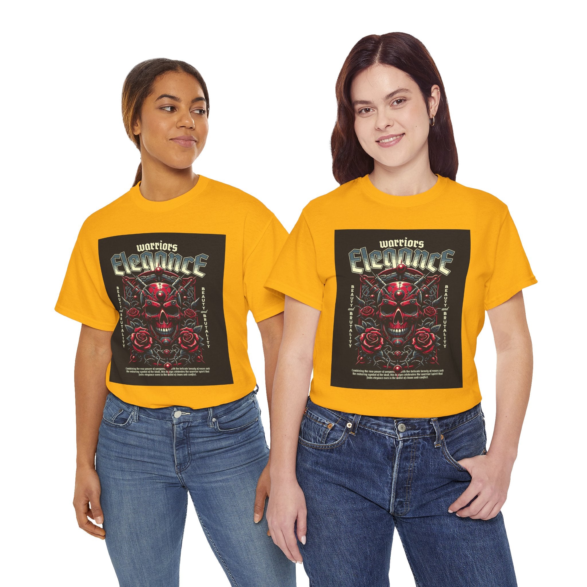 Warriors Electric Skull T‑Shirt — Red Skull & Roses Rock Graphic Tee