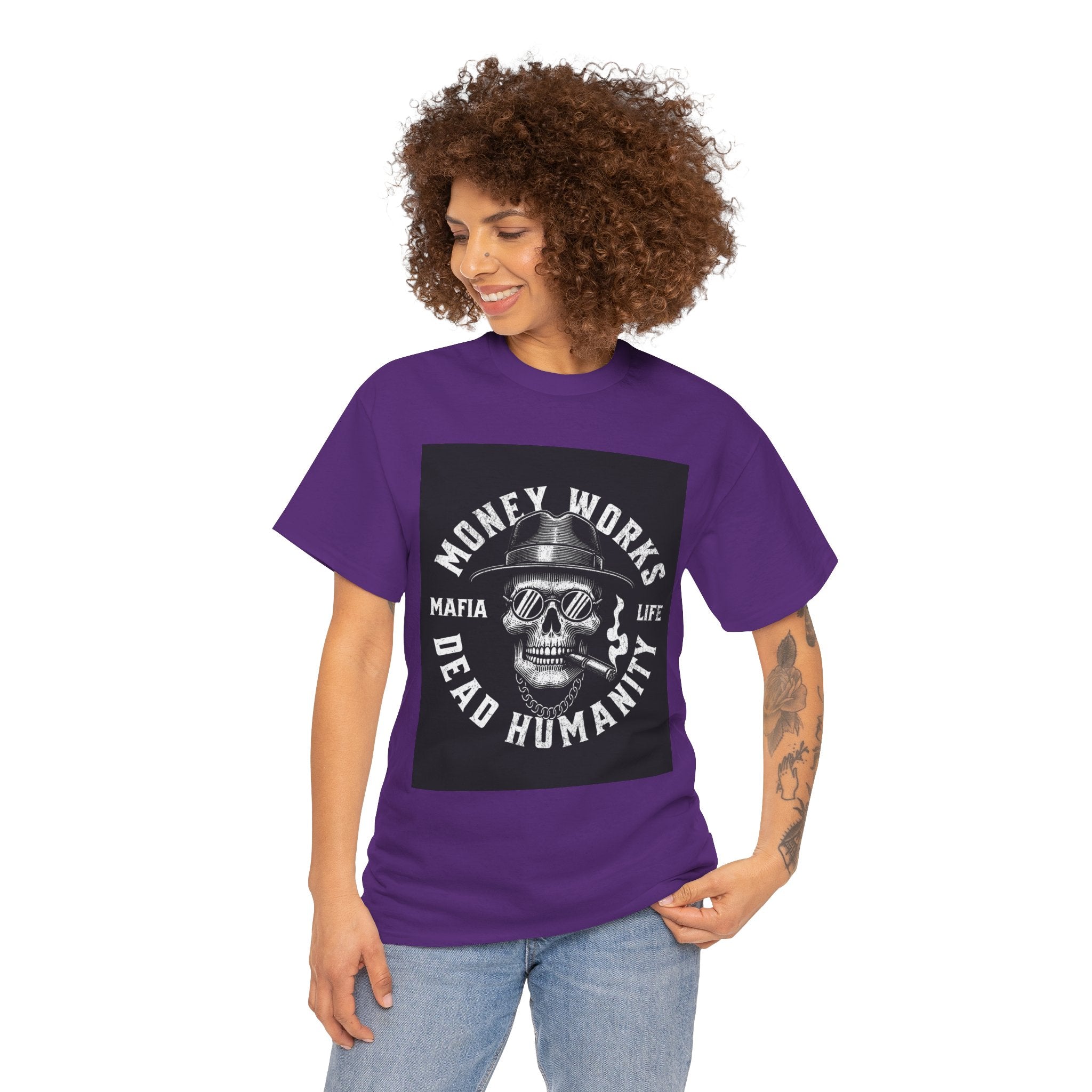 Money Works Dead Humanity Skull Tee