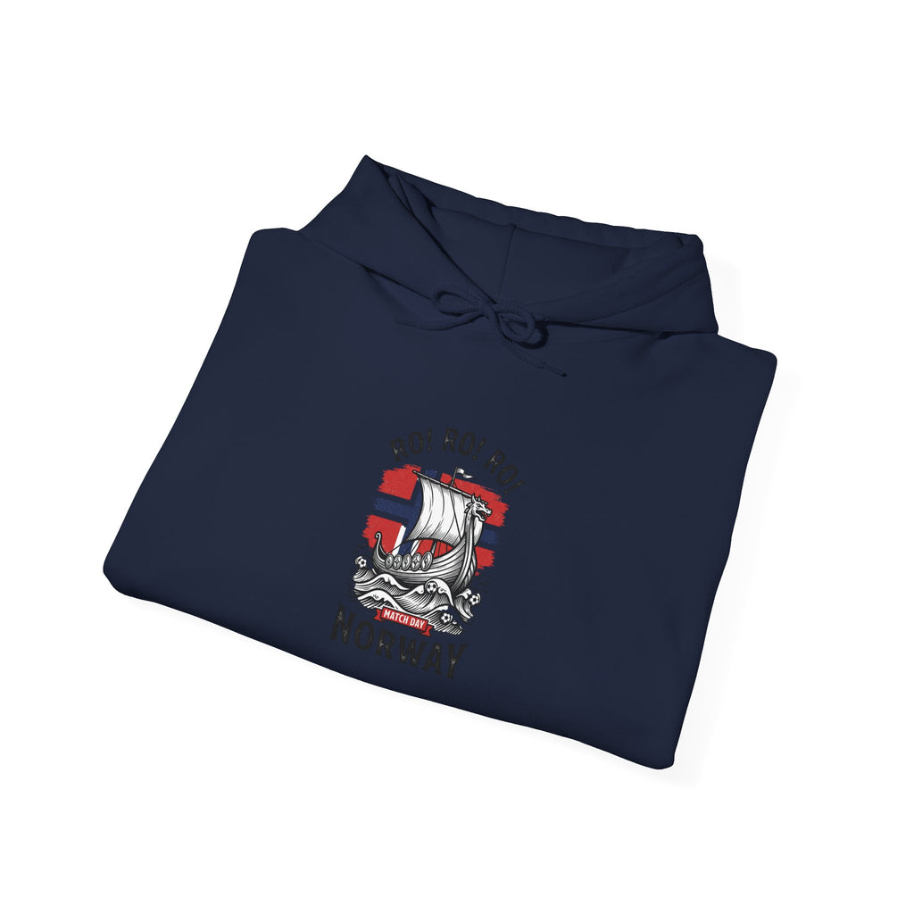 Ro! Ro! Ro! Viking Ship Hoodie | Norway Football Supporter, Red White Blue