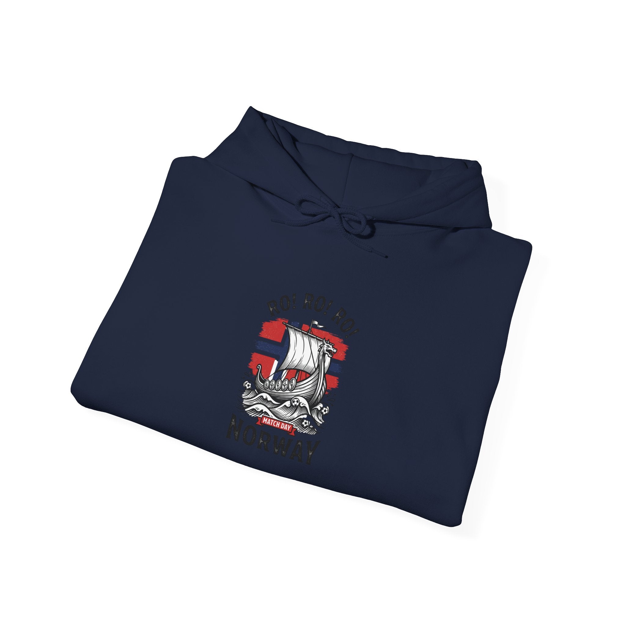 Ro! Ro! Ro! Viking Ship Hoodie | Norway Football Supporter, Red White Blue