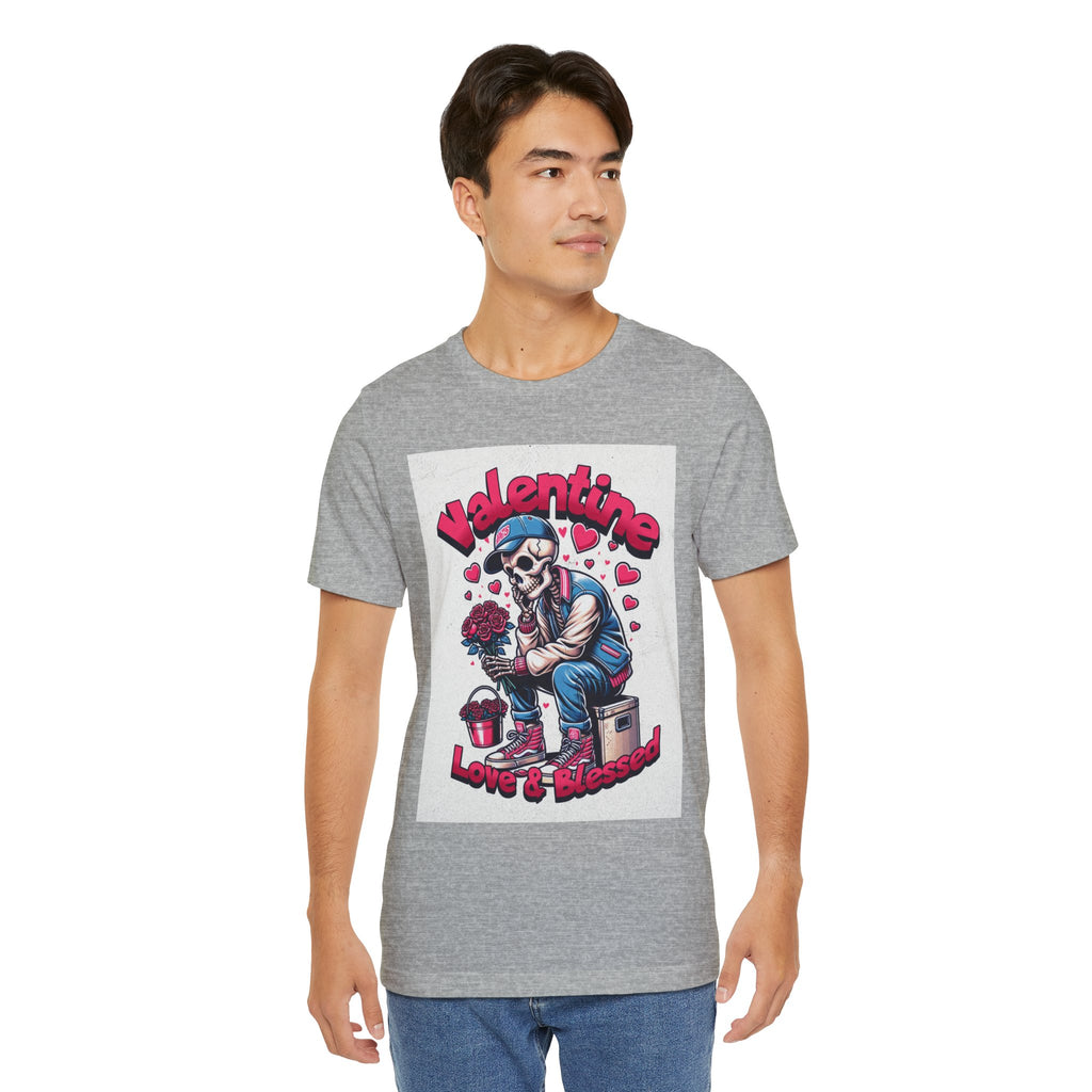 Valentine Skull T-Shirt – "Love & Blessed" Gothic Valentine Tee