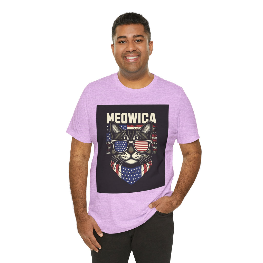 Meowica Cat Tee — Patriotic USA Flag Sunglasses Graphic T-Shirt