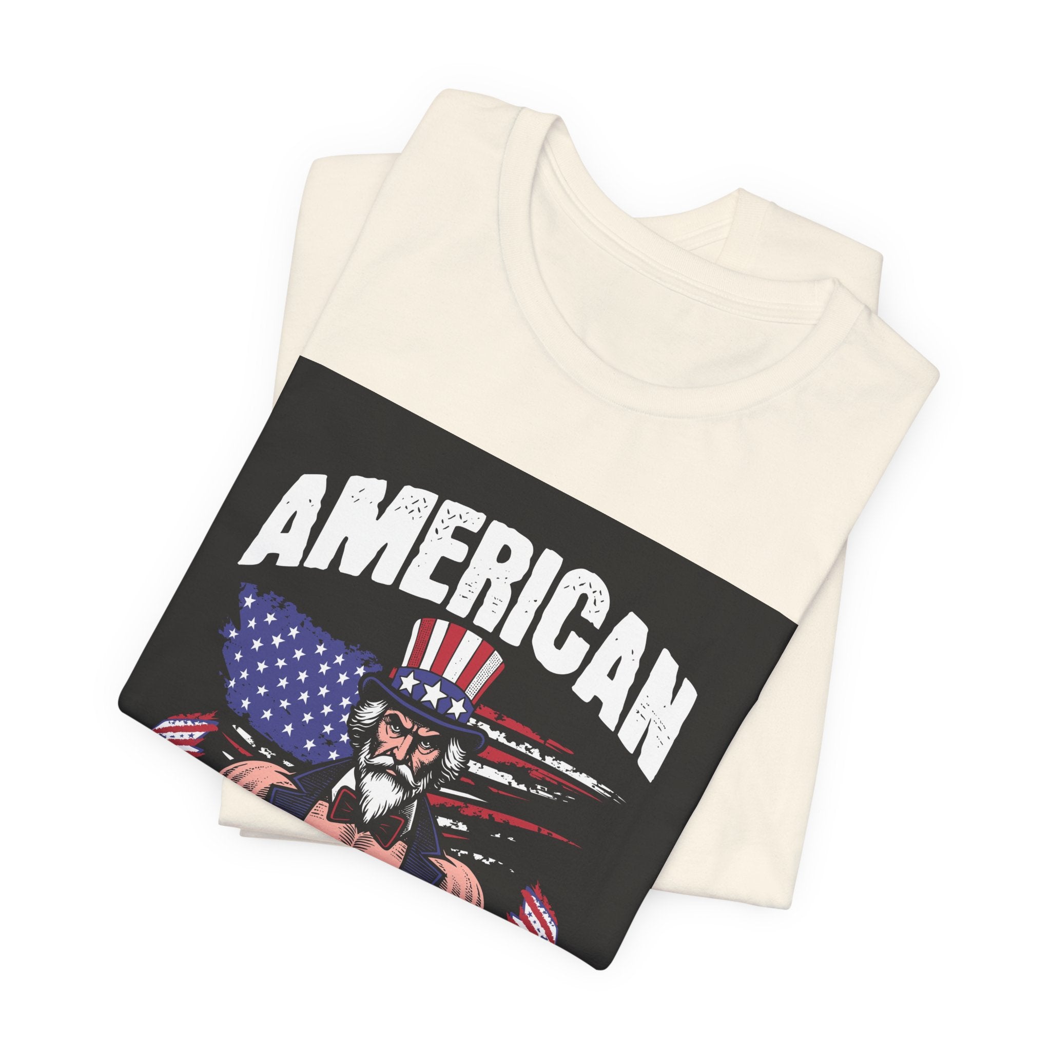 Patriot Power T-Shirt — American Flag Uncle Sam Muscle Graphic Tee