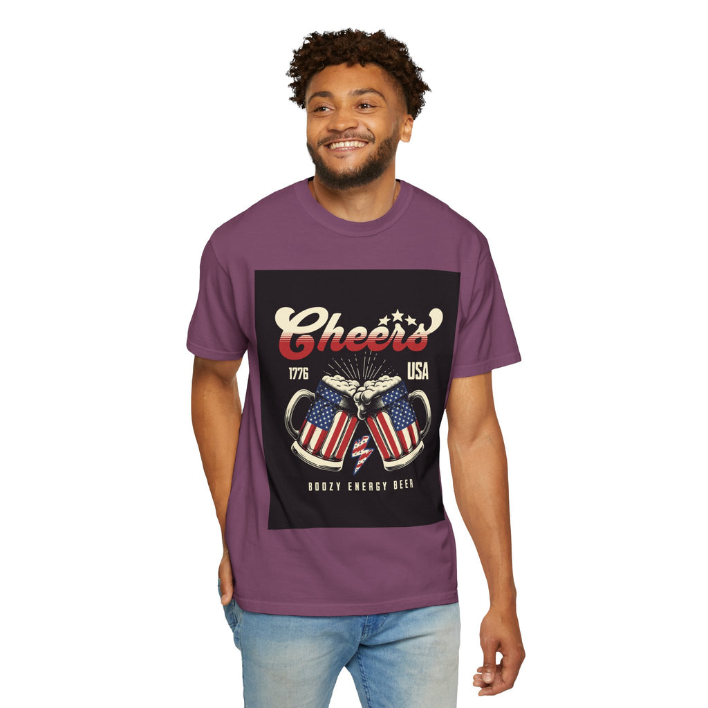 Cheers USA T-Shirt — Patriotic Beer Mugs Graphic Tee (1776)