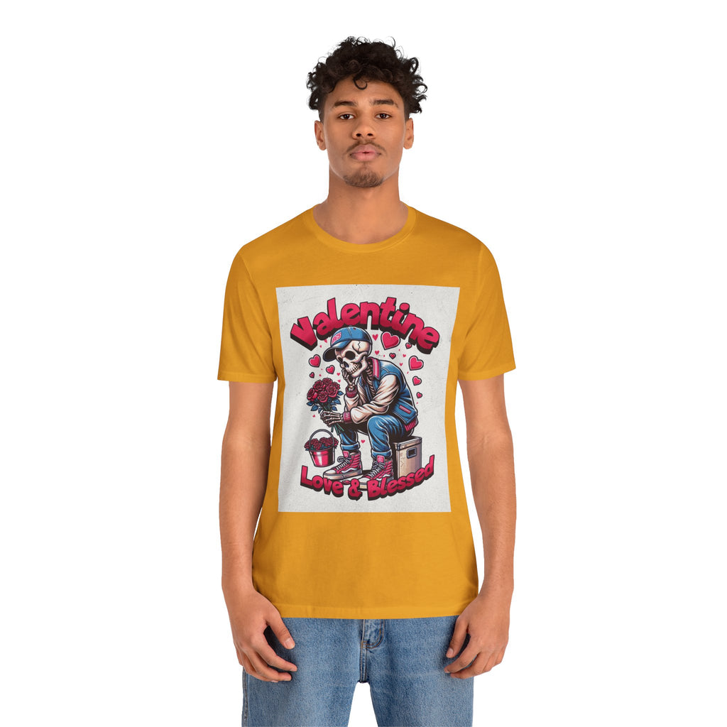 Valentine Skull T-Shirt – "Love & Blessed" Gothic Valentine Tee