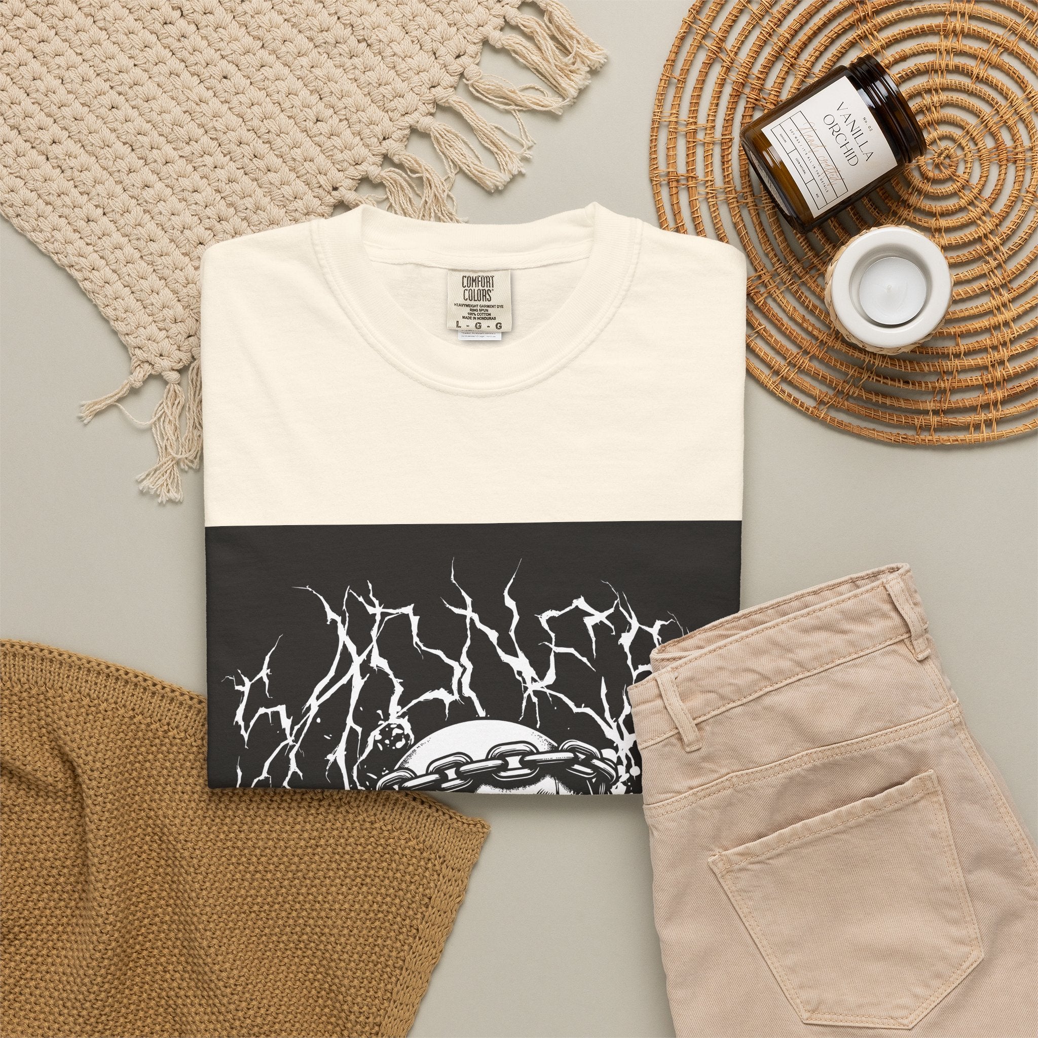 Graphic T-Shirt — 'Break a Path Through the Darkness' Skull Lightning Design