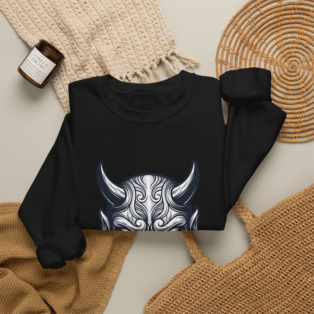 Hannya Mask Crewneck Sweatshirt | Traditional Tattoo-Inspired, Flash-Style