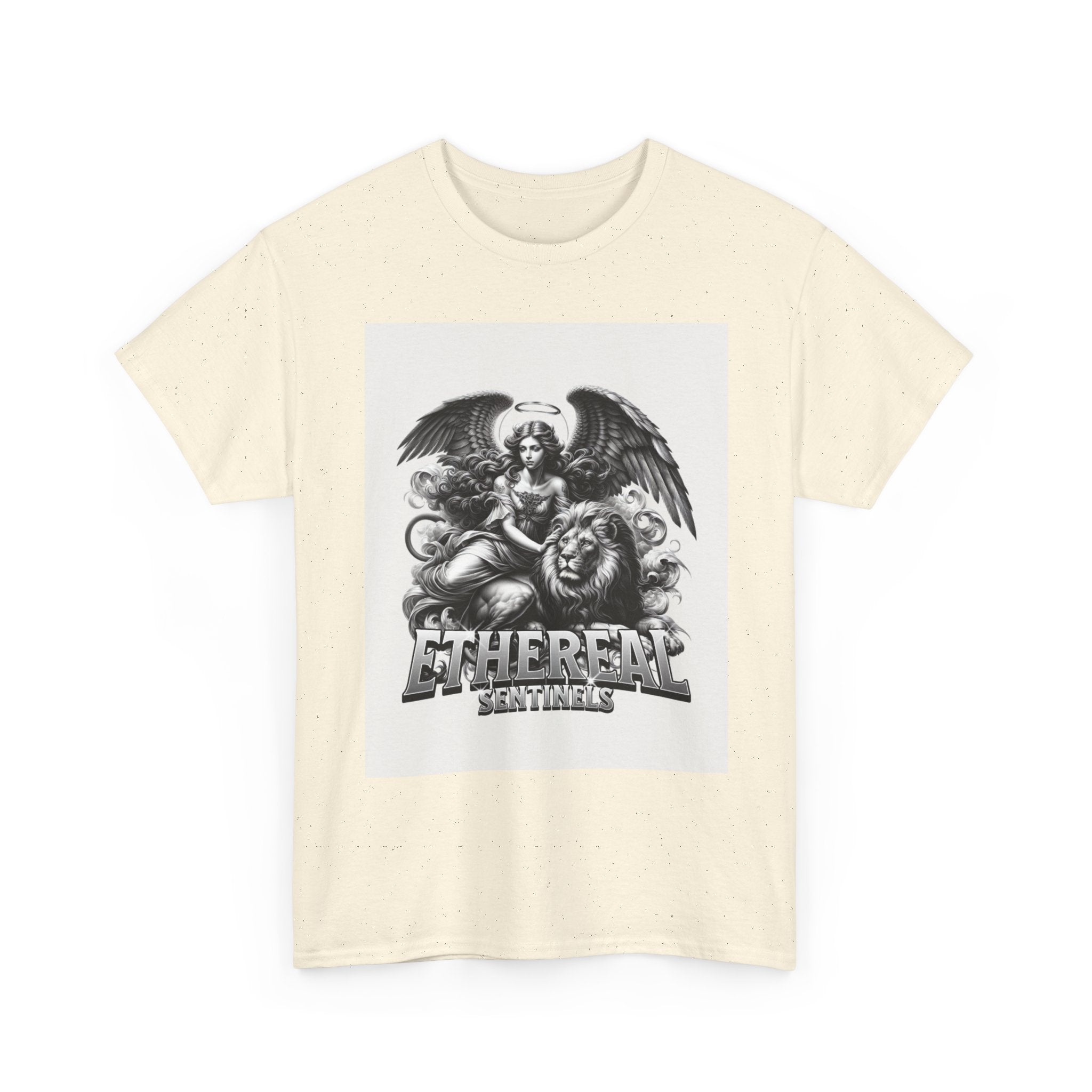 Angel & Lion Graphic Tee — "Ethereal" Vintage Gothic Streetwear