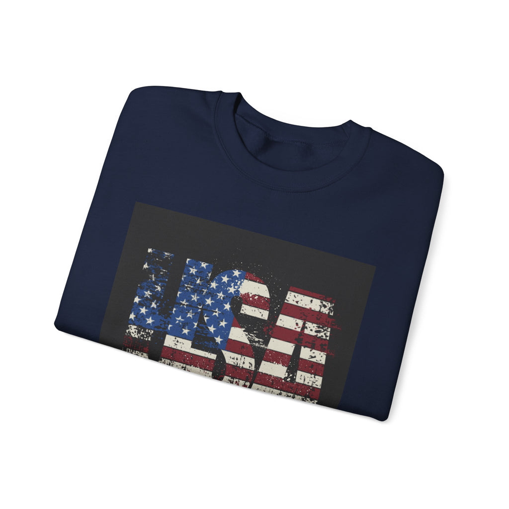 Made in America Flag Crewneck Sweatshirt — USA Vintage Patriotic Pullover