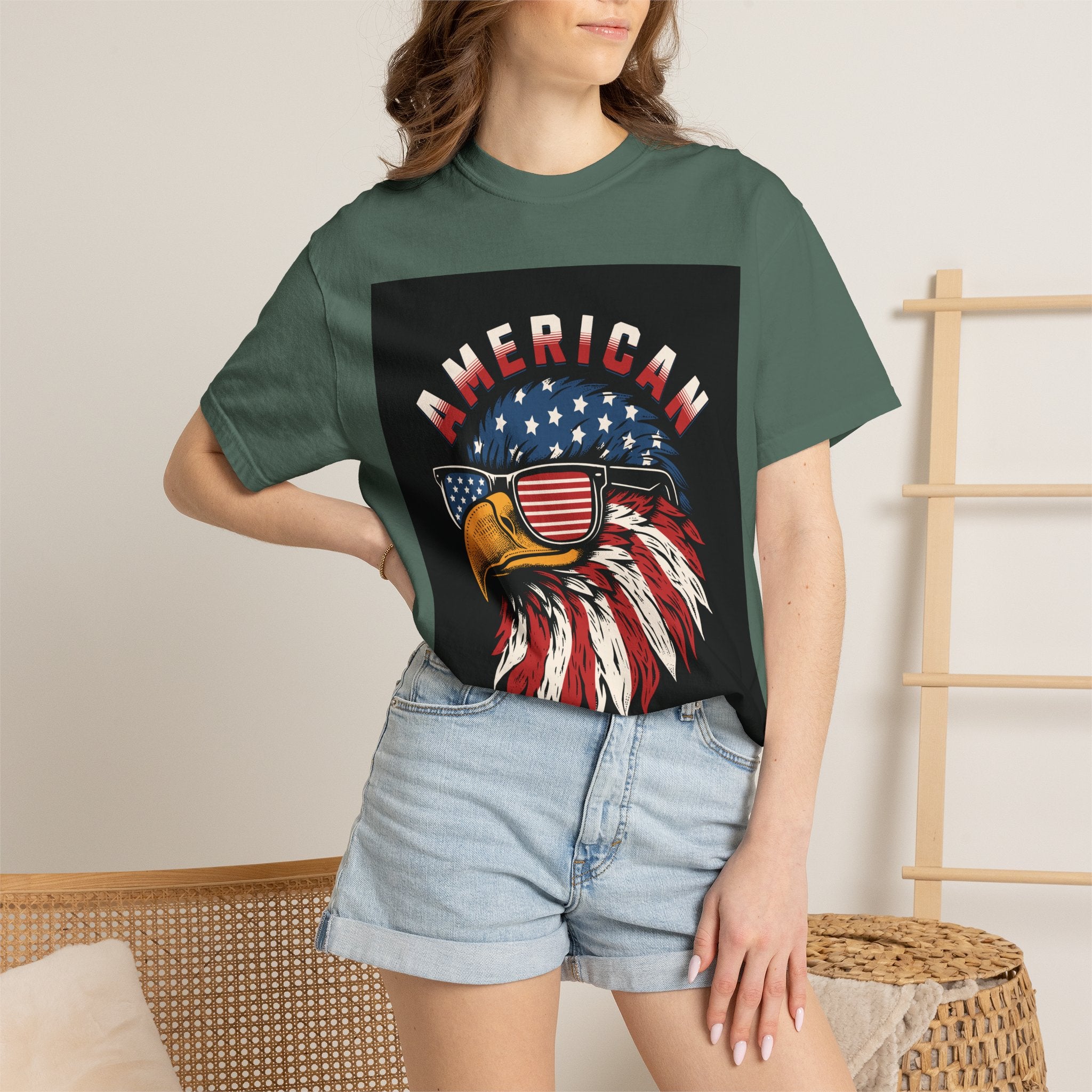 American Eagle Sunglasses T-Shirt — Patriotic USA Flag Graphic
