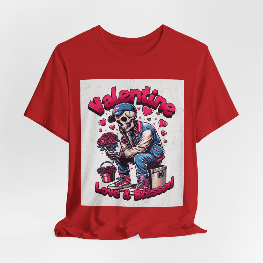 Valentine Skull T-Shirt – "Love & Blessed" Gothic Valentine Tee