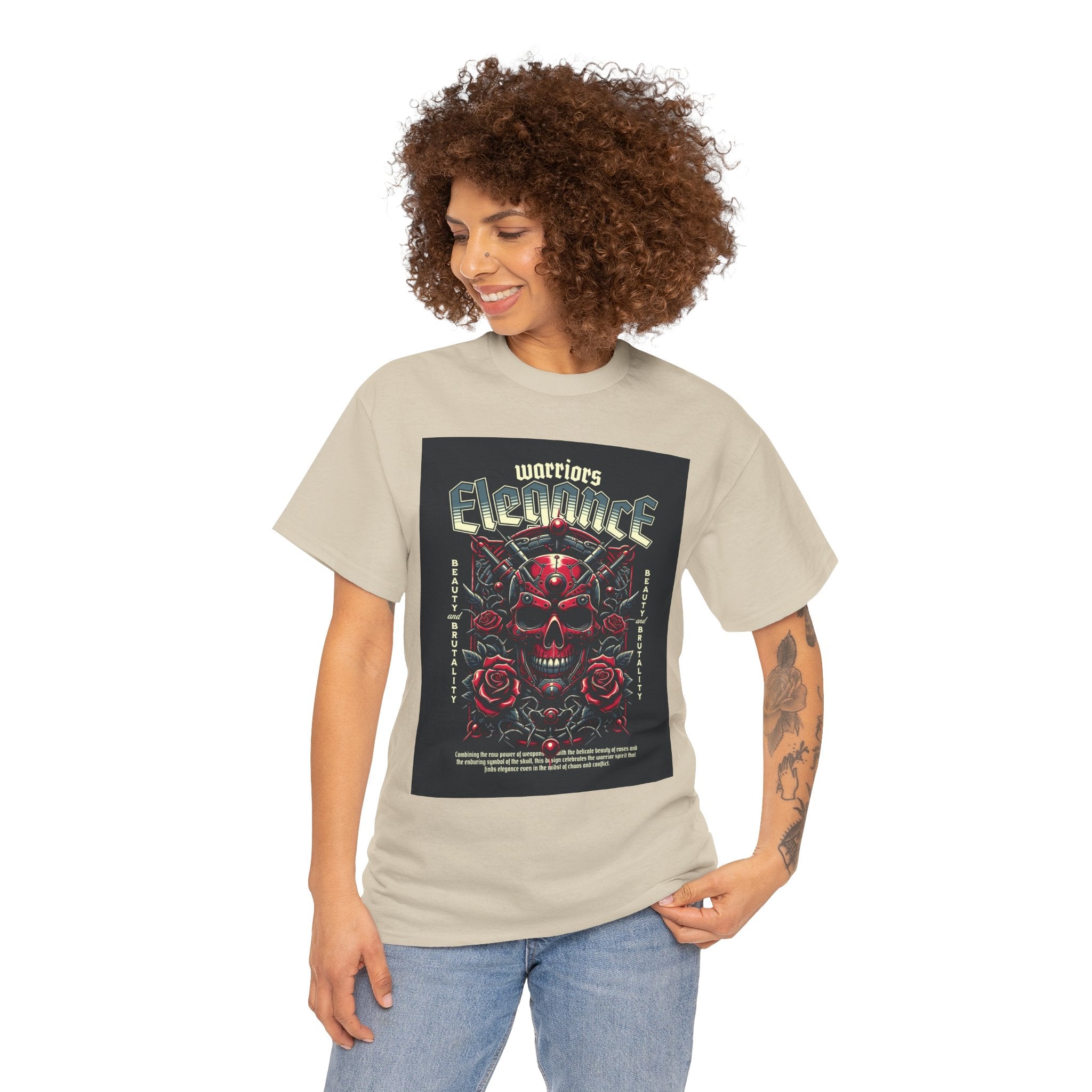 Warriors Electric Skull T‑Shirt — Red Skull & Roses Rock Graphic Tee