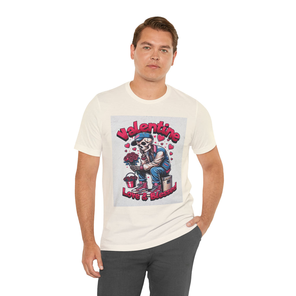 Valentine Skull T-Shirt – "Love & Blessed" Gothic Valentine Tee