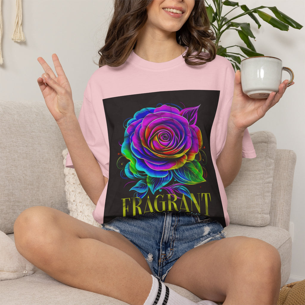 Fragrant Rainbow Rose T-Shirt — Vibrant Floral Graphic Tee