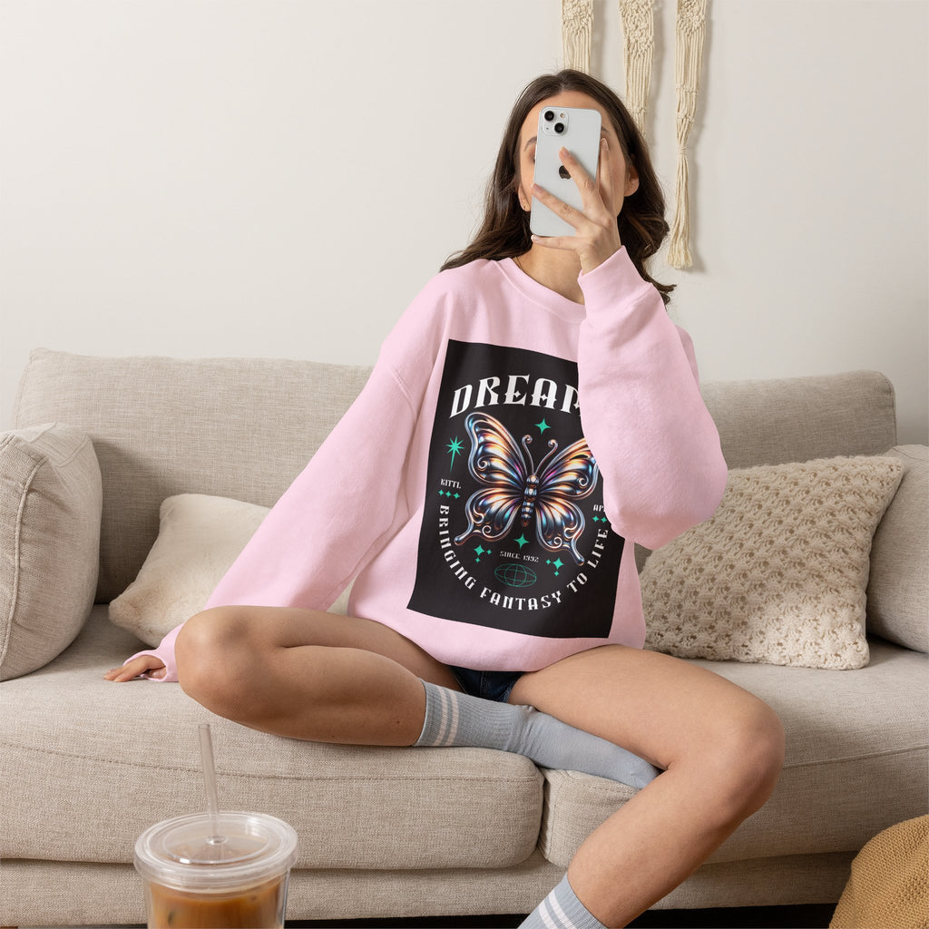 Dreamer Butterfly Crewneck Sweatshirt — Inspiring 'Dreamer' Graphic Pullover