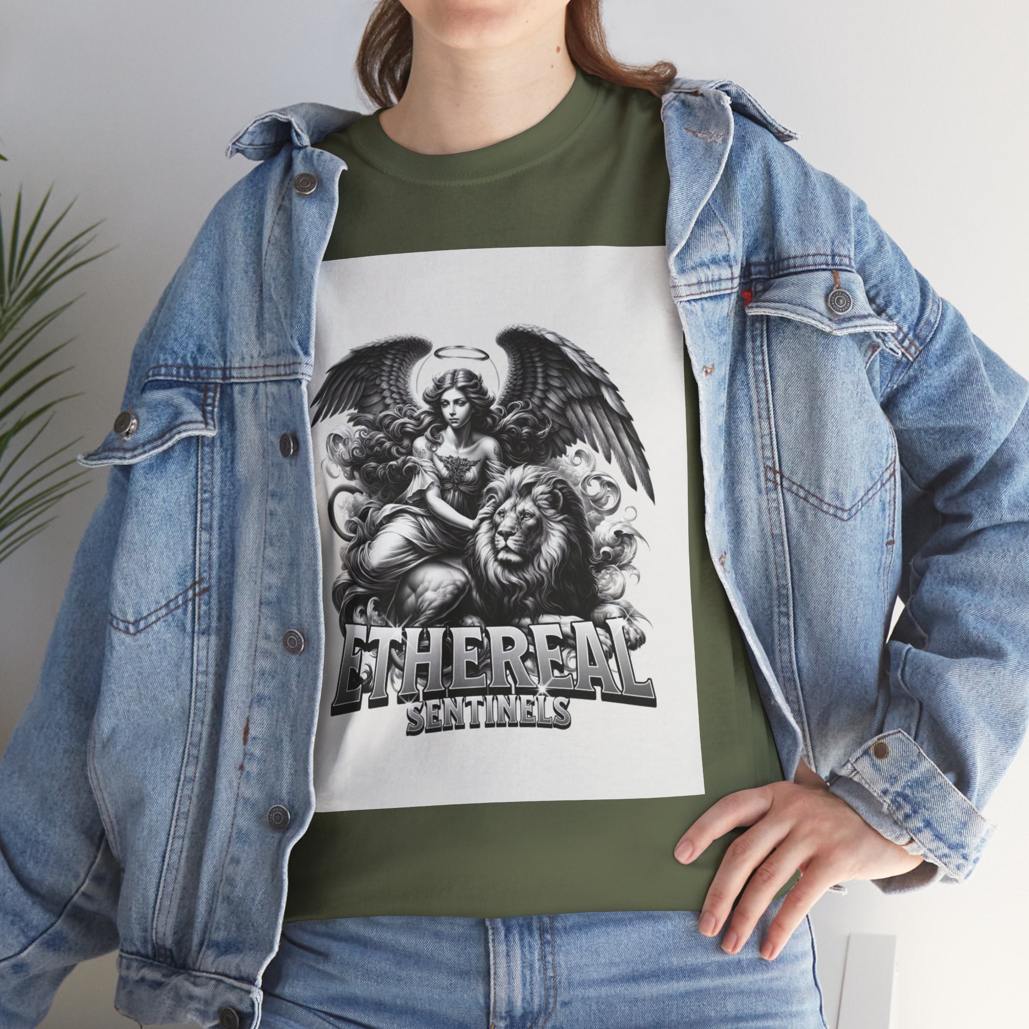 Angel & Lion Graphic Tee — "Ethereal" Vintage Gothic Streetwear