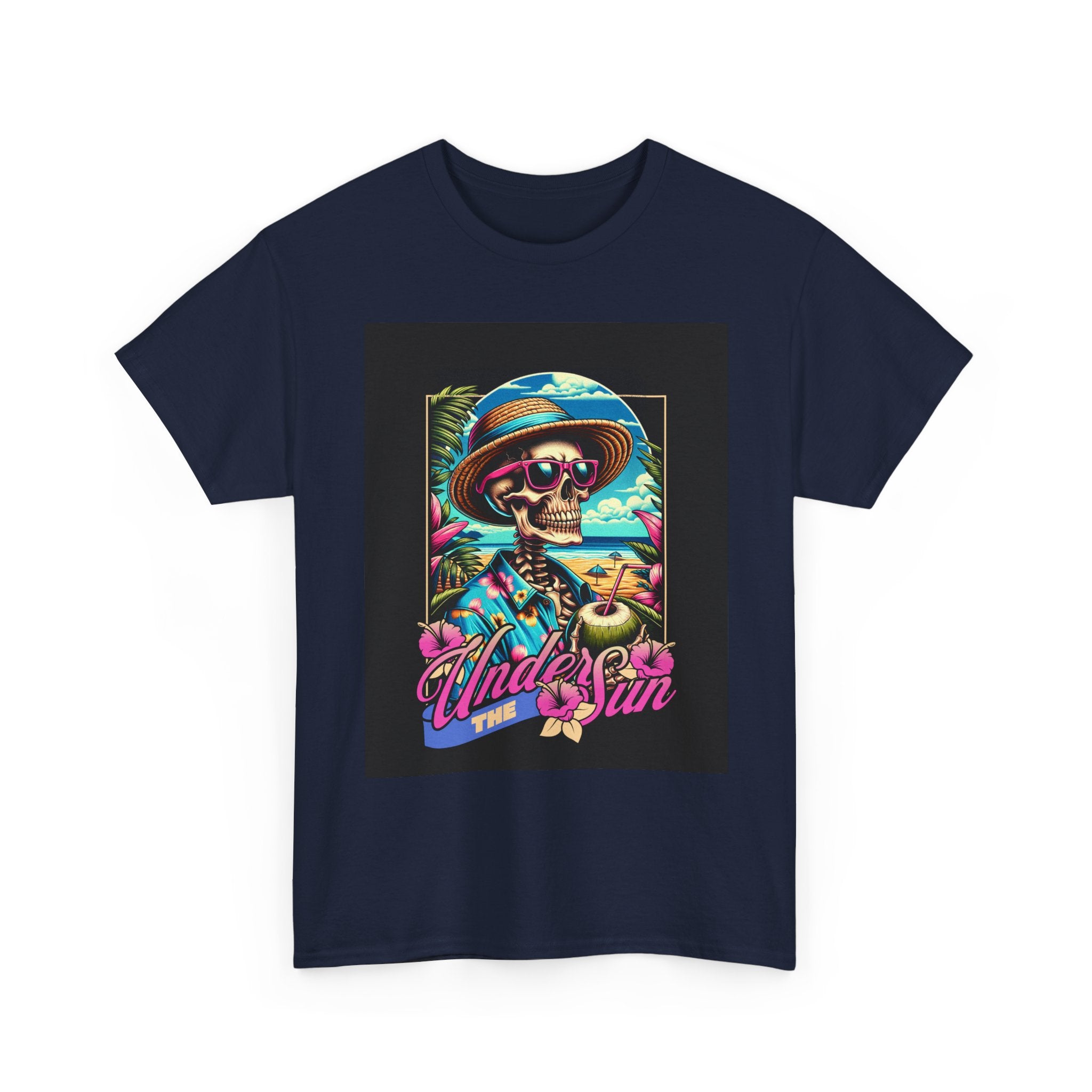 Skull Beach Tee — "Under the Sun" Retro Surf Graphic T-Shirt