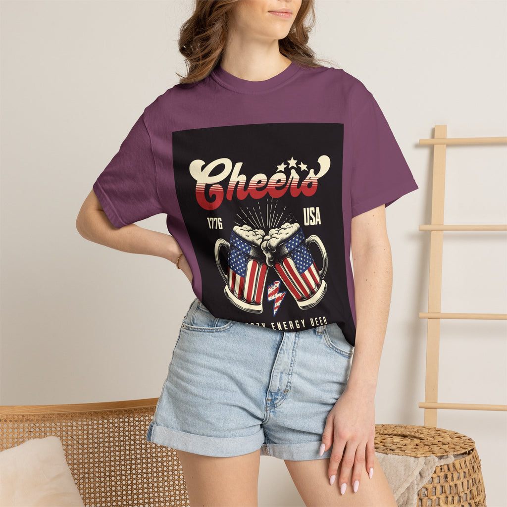 Cheers USA T-Shirt — Patriotic Beer Mugs Graphic Tee (1776)