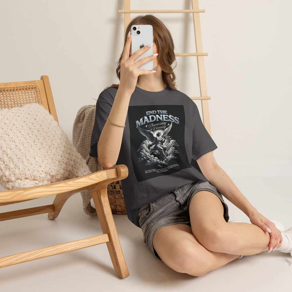 End the Madness Angel Graphic Tee — Vintage Gothic Band-Style T-Shirt