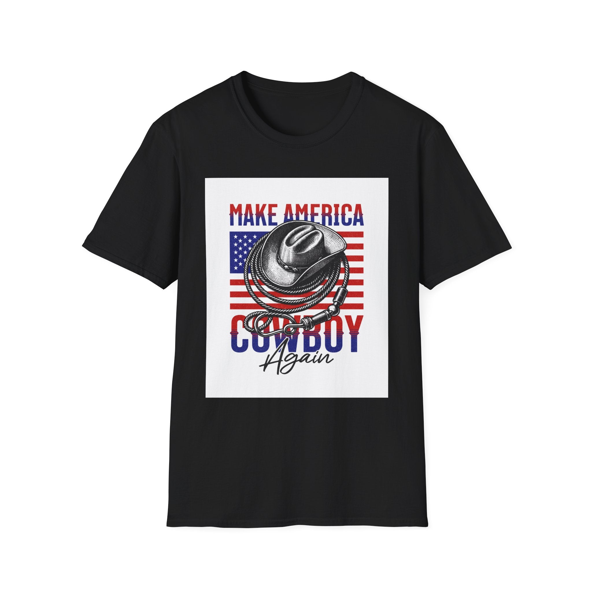 Make America Cowboy Again T-Shirt — Patriotic Western Flag Tee