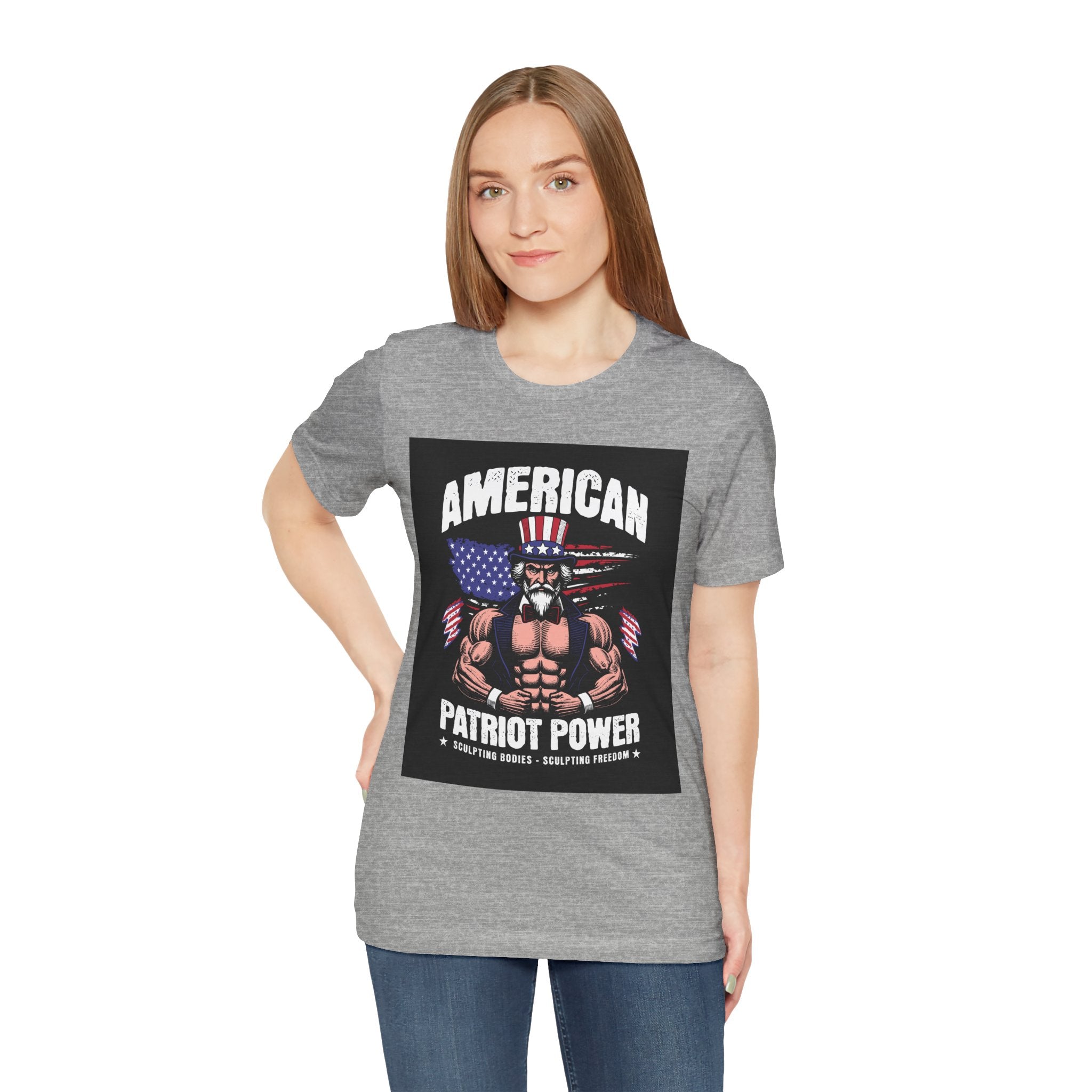 Patriot Power T-Shirt — American Flag Uncle Sam Muscle Graphic Tee