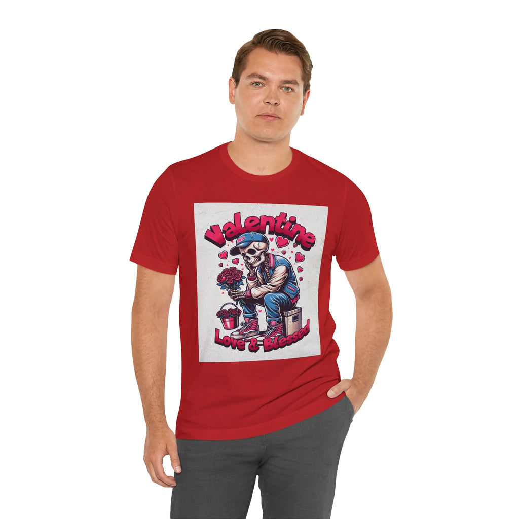 Valentine Skull T-Shirt – "Love & Blessed" Gothic Valentine Tee