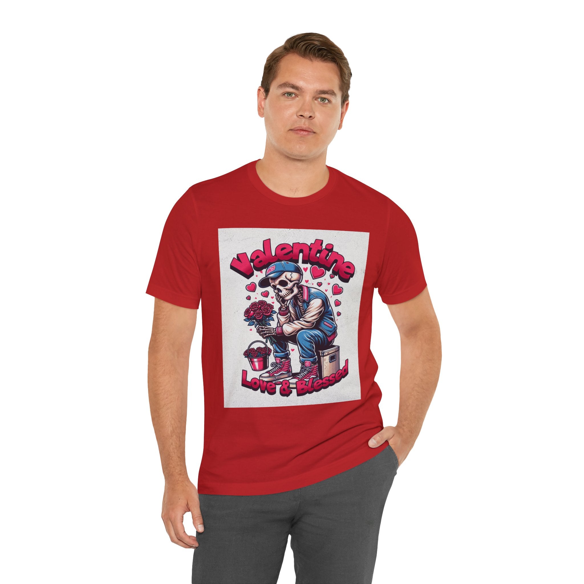 Valentine Skull T-Shirt – "Love & Blessed" Gothic Valentine Tee