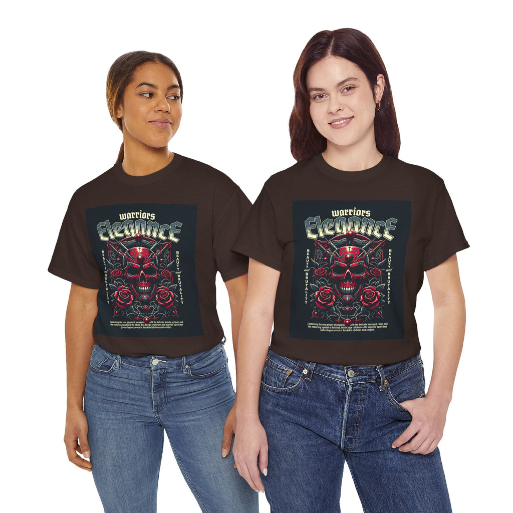 Warriors Electric Skull T‑Shirt — Red Skull & Roses Rock Graphic Tee