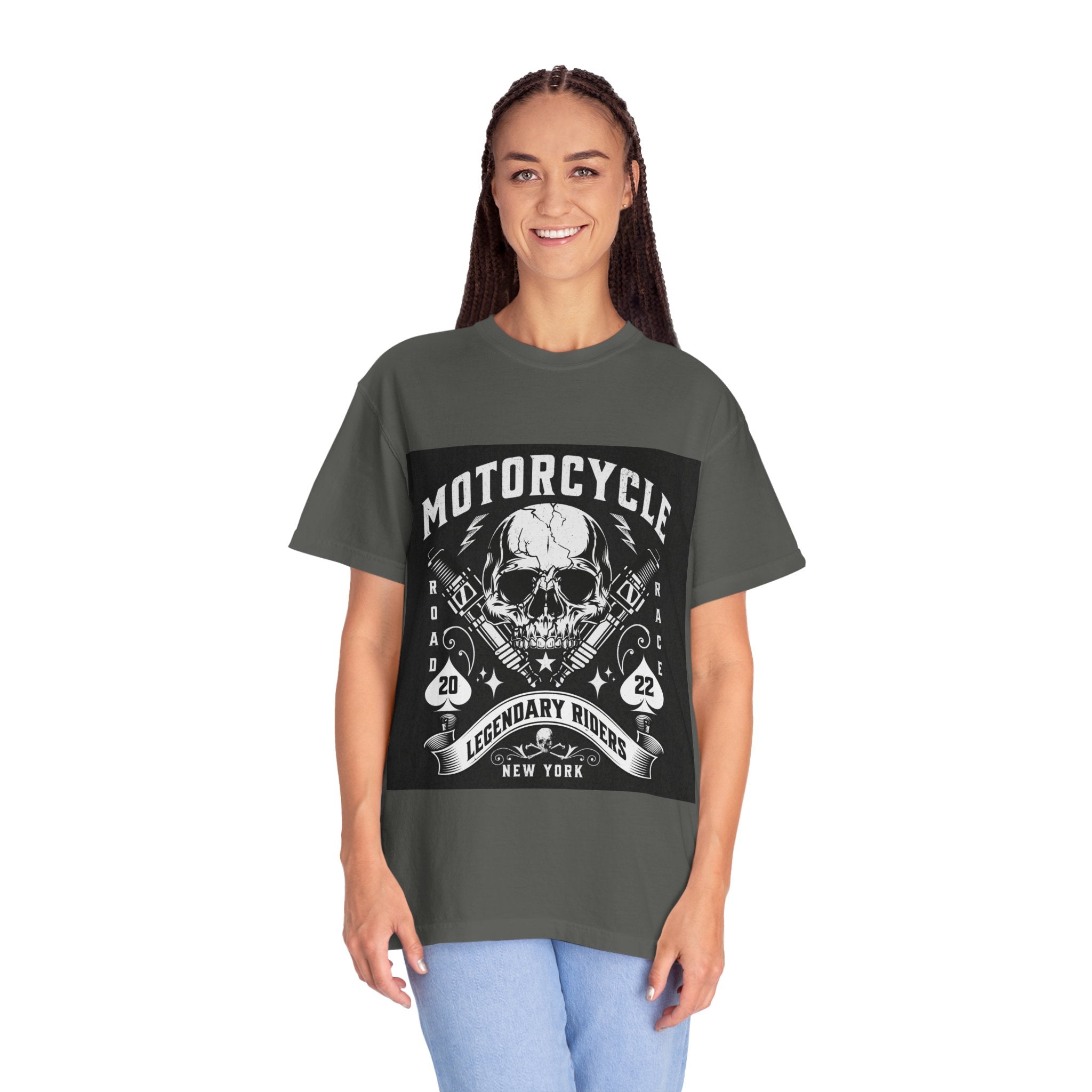 Motorcycle Skull Tee — "Legendary Riders" Vintage Biker Graphic T-Shirt