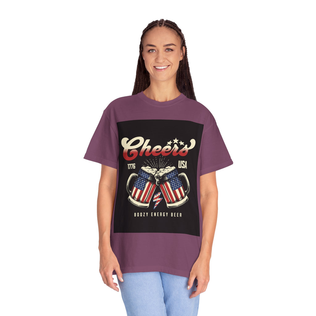 Cheers USA T-Shirt — Patriotic Beer Mugs Graphic Tee (1776)