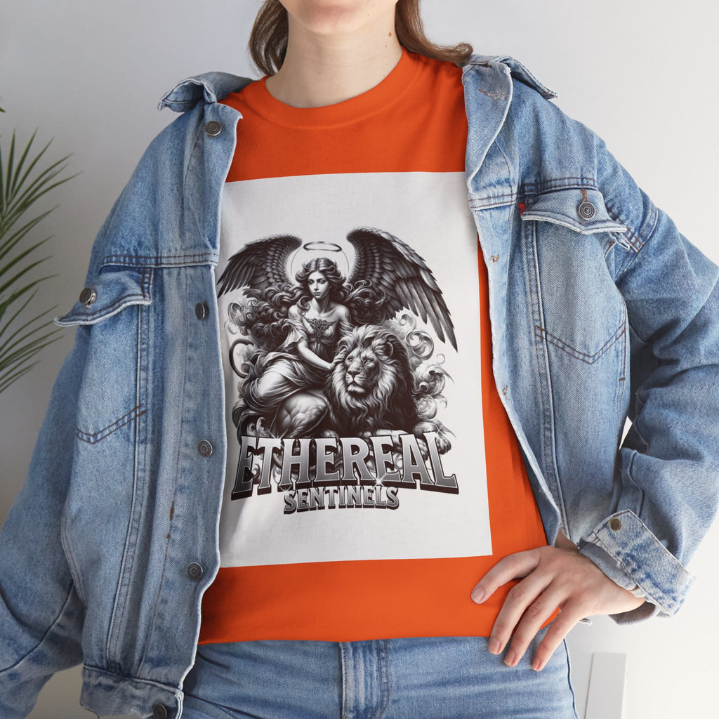 Angel & Lion Graphic Tee — "Ethereal" Vintage Gothic Streetwear