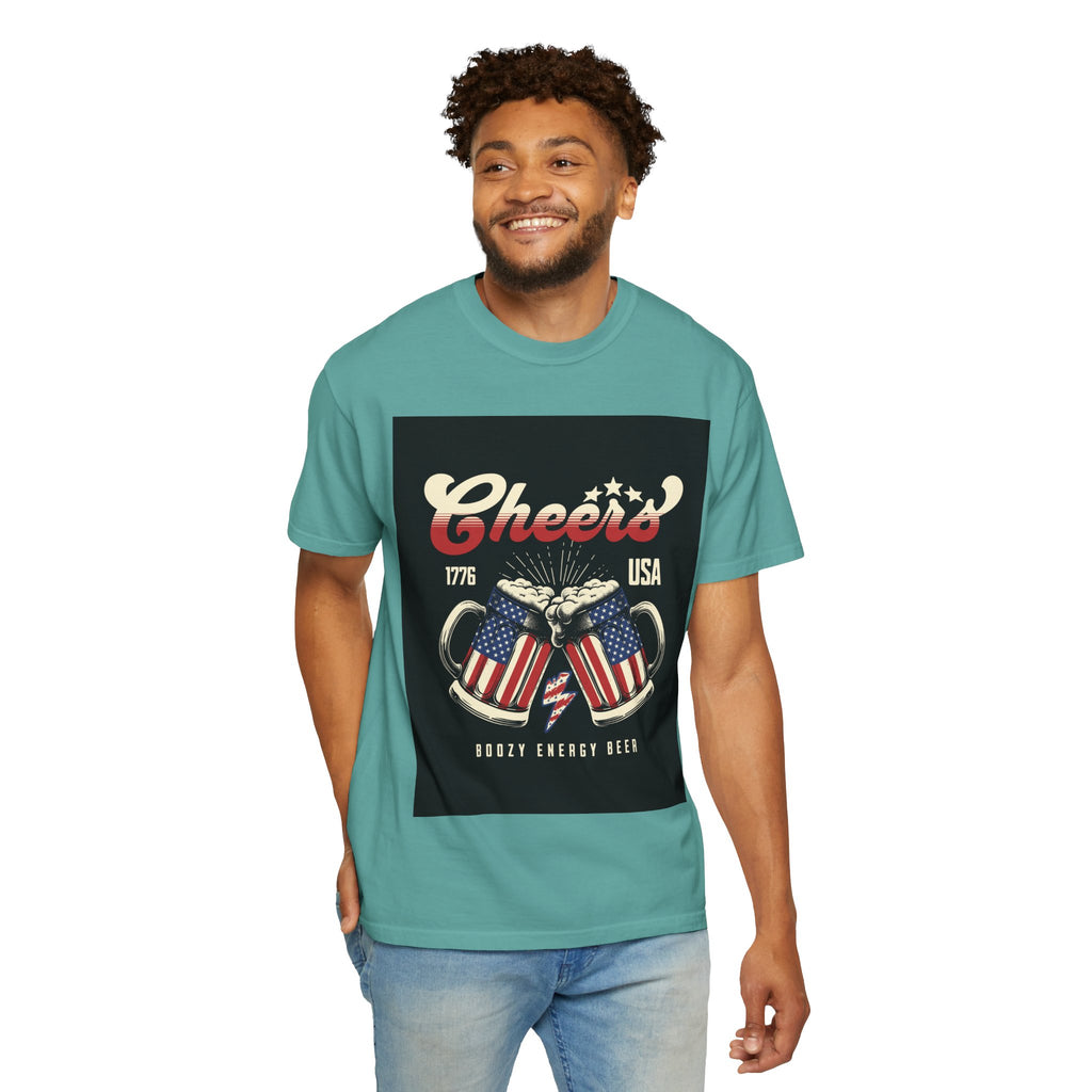 Cheers USA T-Shirt — Patriotic Beer Mugs Graphic Tee (1776)