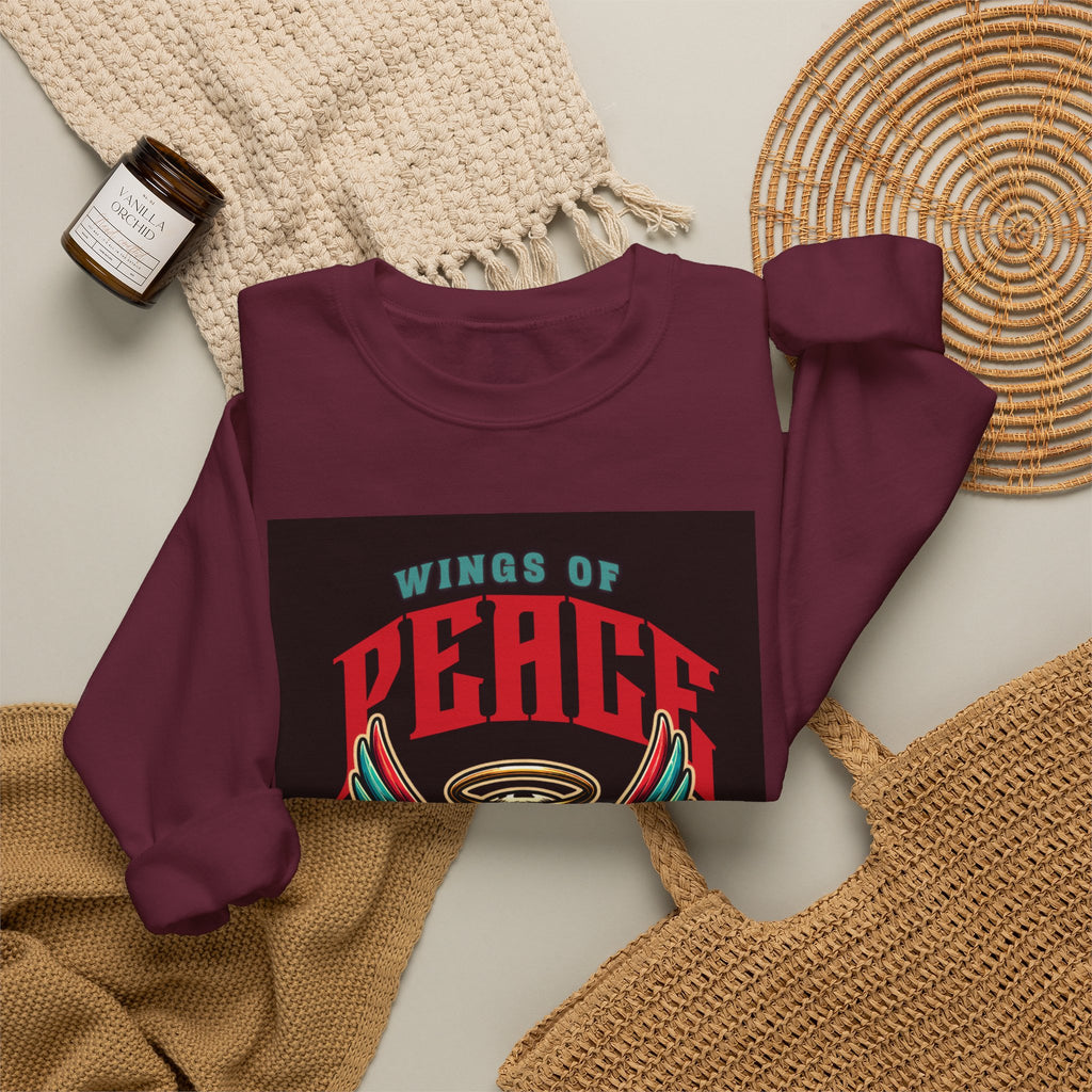 Wings of Peace Skull Crewneck Sweatshirt — Soar Above With Love Graphic