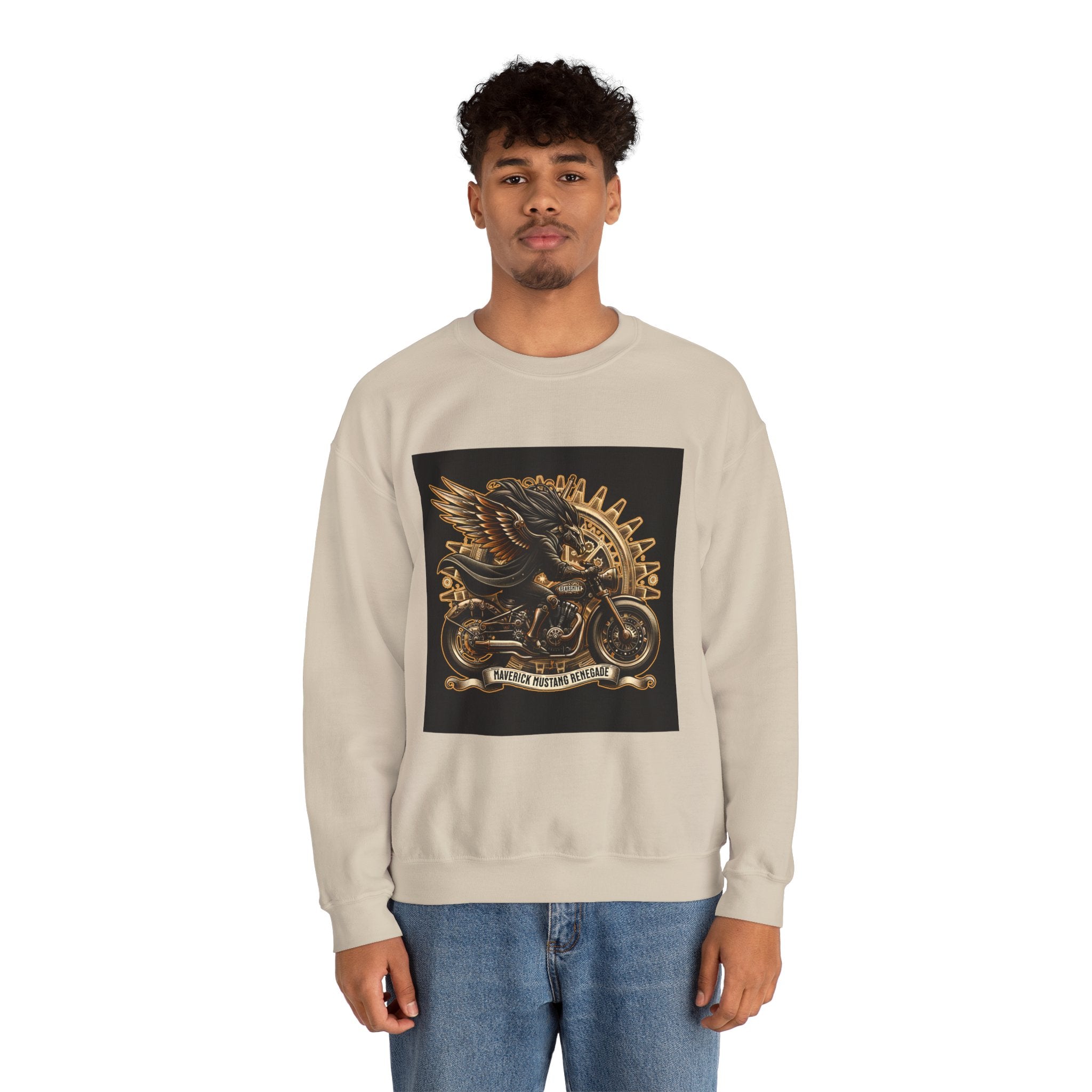 Motorcycle Eagle Crewneck Sweatshirt – "Liberty Rider" Vintage Biker Graphic