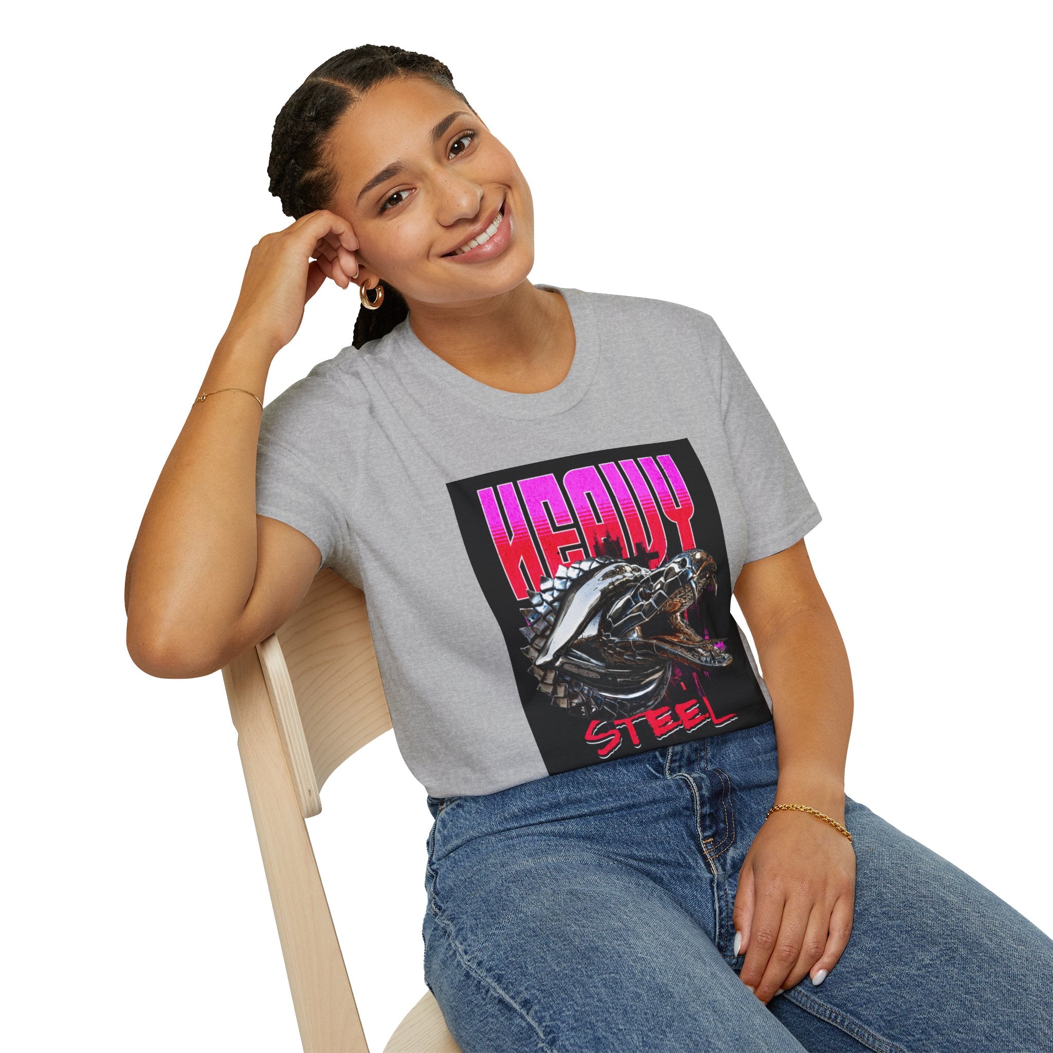 Heavy Steel T-Shirt — Retro Motorcycle Skull Graphic Tee
