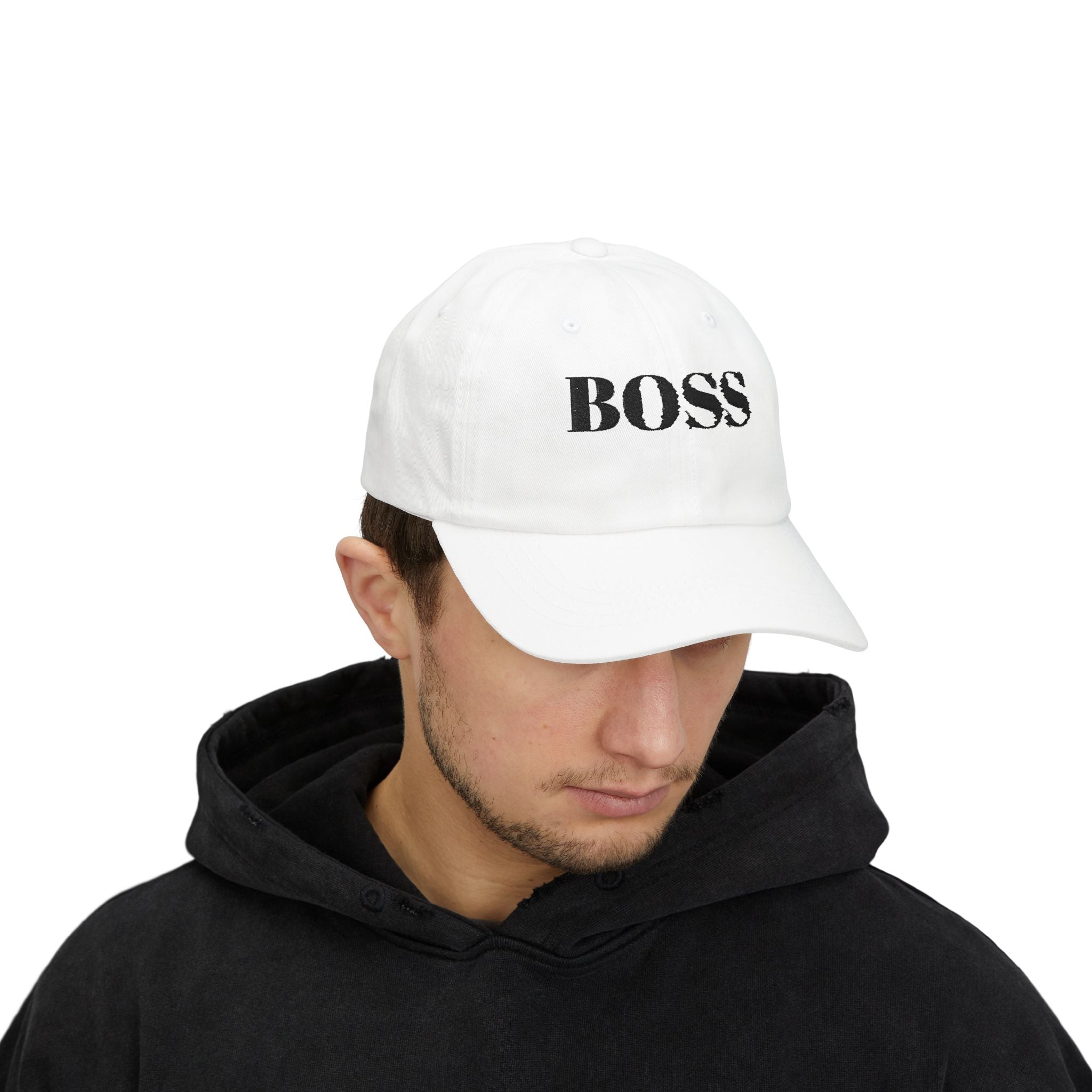 BOSS Embroidered Dad Cap - Classic White Baseball Hat
