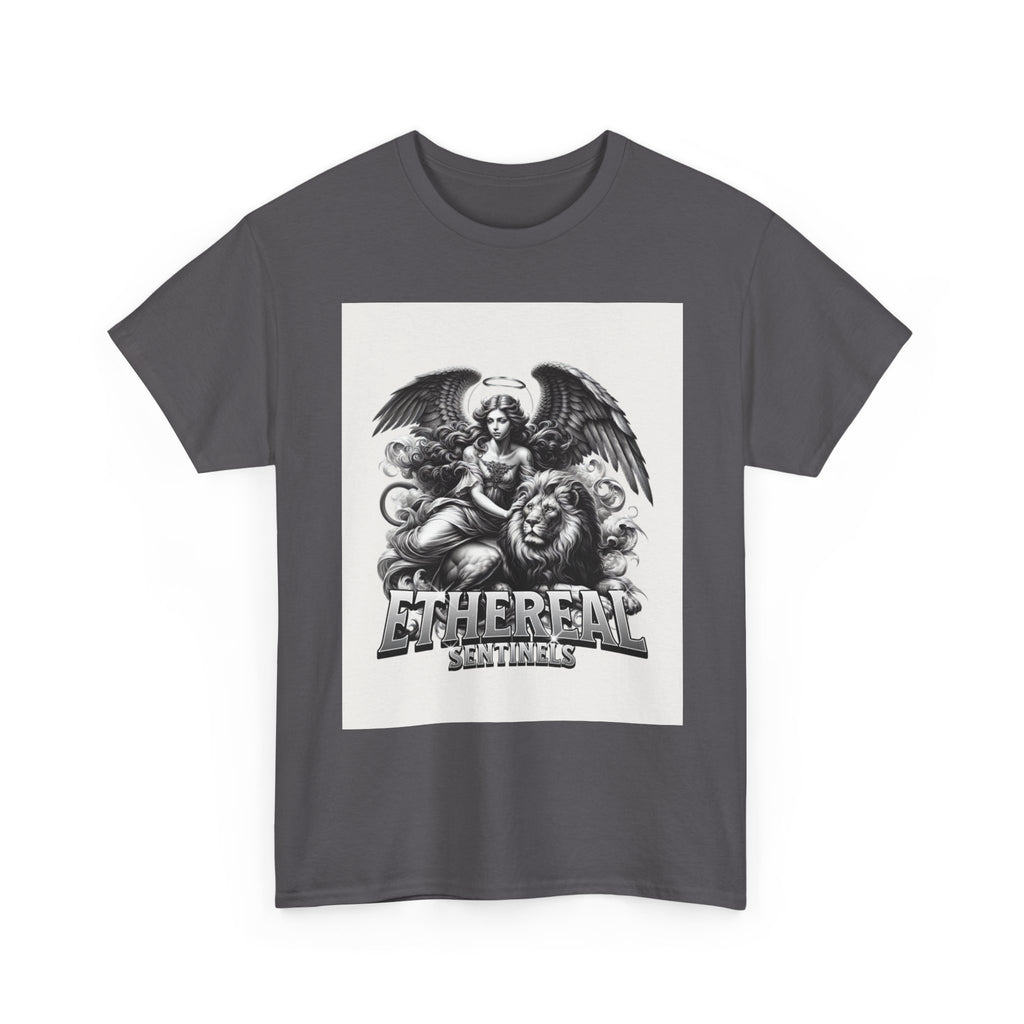 Angel & Lion Graphic Tee — "Ethereal" Vintage Gothic Streetwear