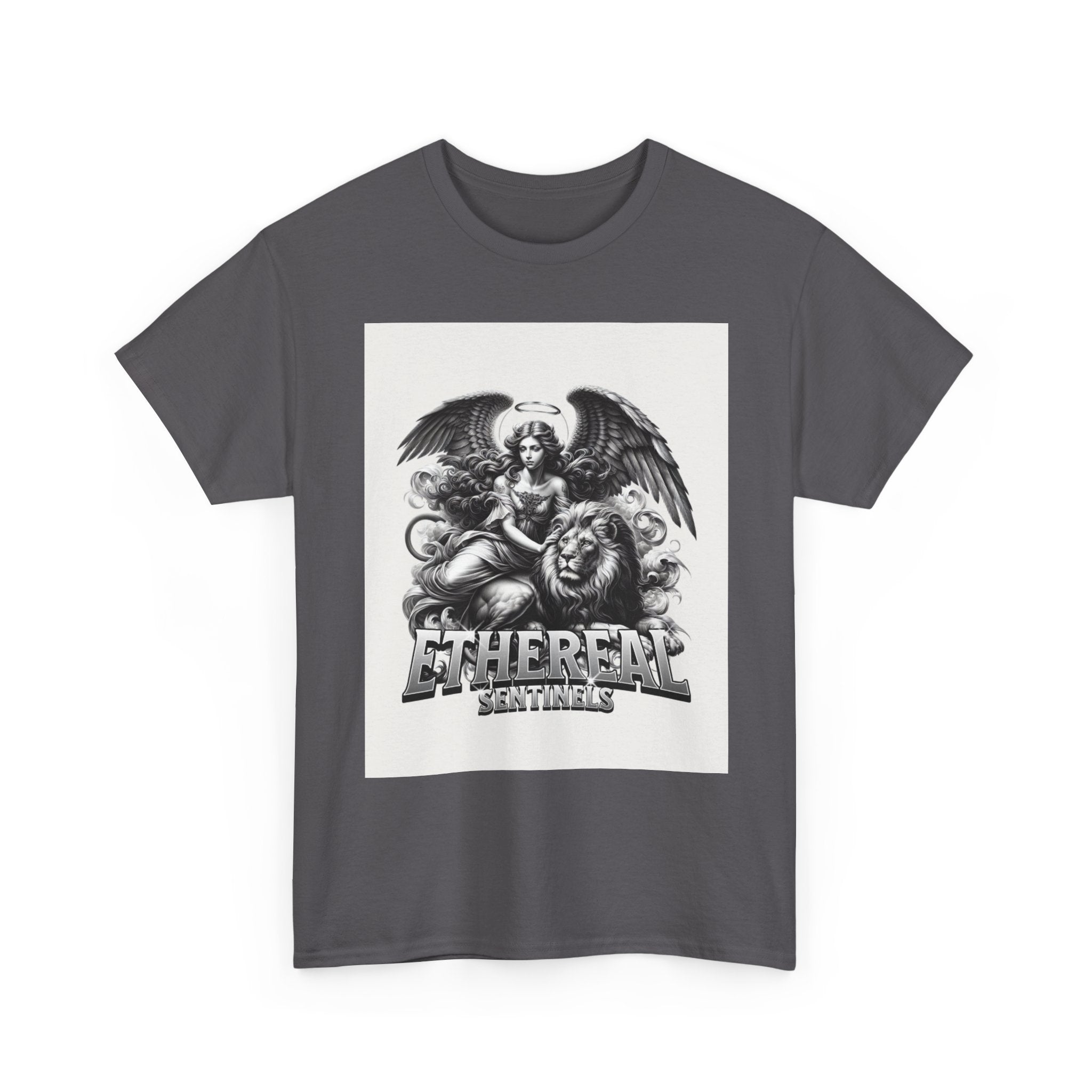 Angel & Lion Graphic Tee — "Ethereal" Vintage Gothic Streetwear