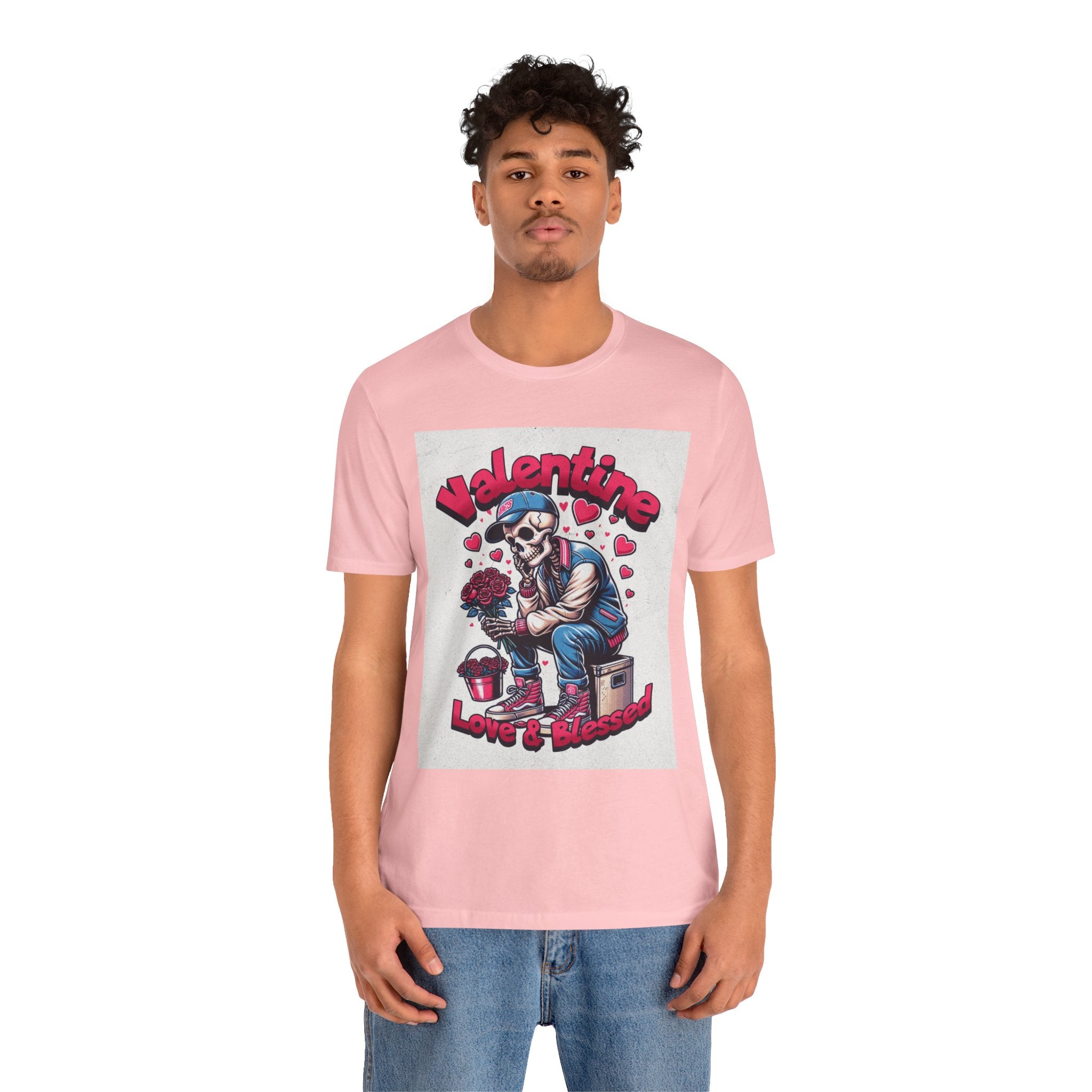 Valentine Skull T-Shirt – "Love & Blessed" Gothic Valentine Tee