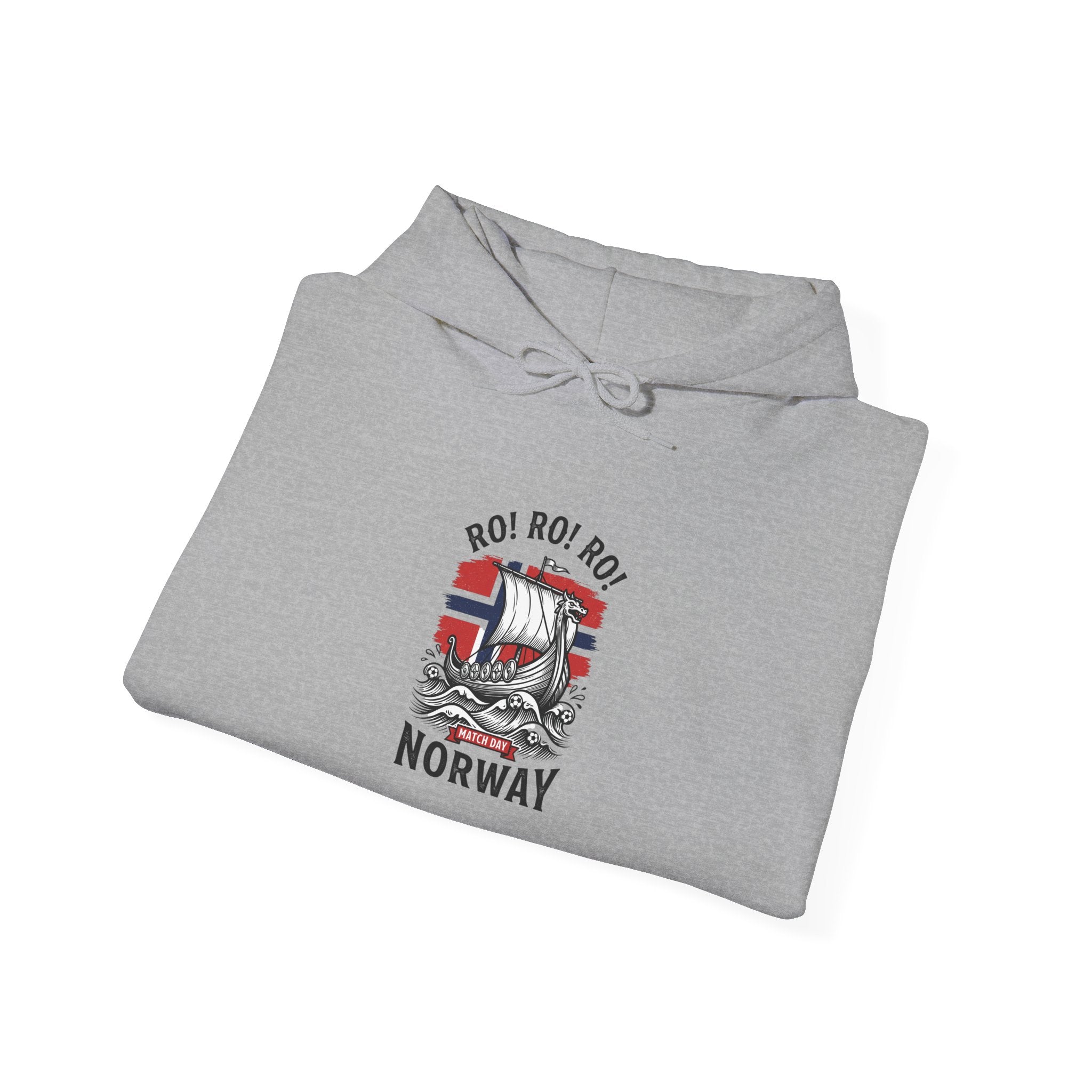 Ro! Ro! Ro! Viking Ship Hoodie | Norway Football Supporter, Red White Blue