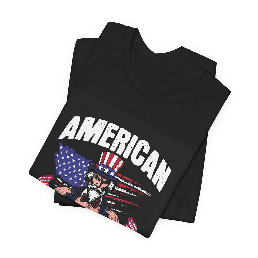 Patriot Power T-Shirt — American Flag Uncle Sam Muscle Graphic Tee