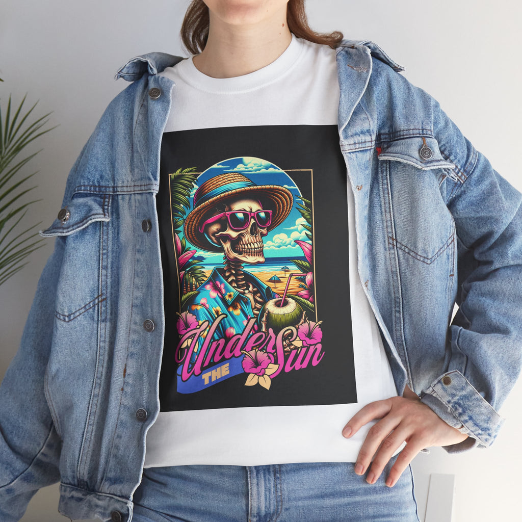 Skull Beach Tee — "Under the Sun" Retro Surf Graphic T-Shirt