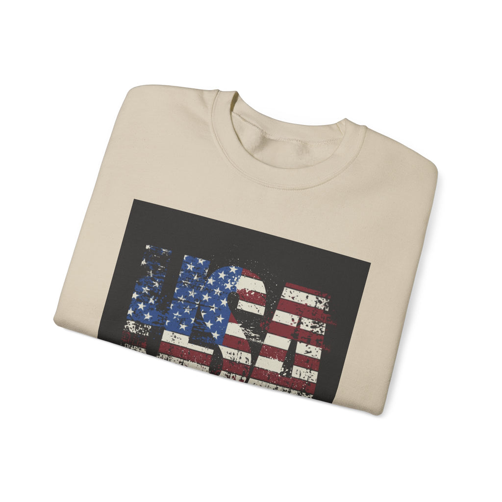 Made in America Flag Crewneck Sweatshirt — USA Vintage Patriotic Pullover