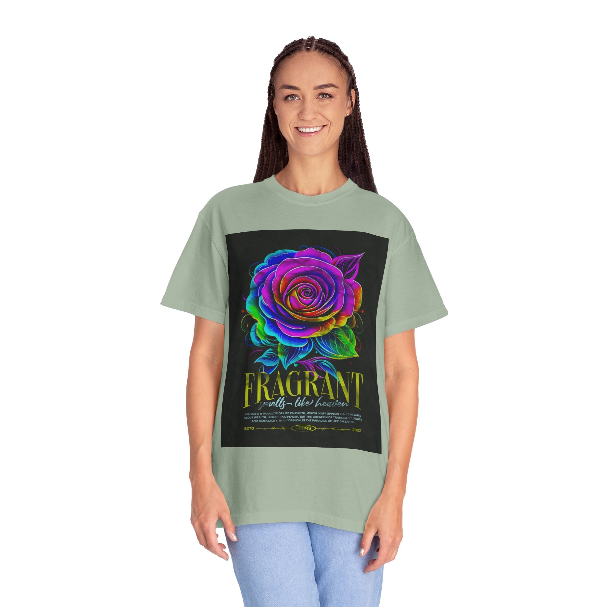 Fragrant Rainbow Rose T-Shirt — Vibrant Floral Graphic Tee