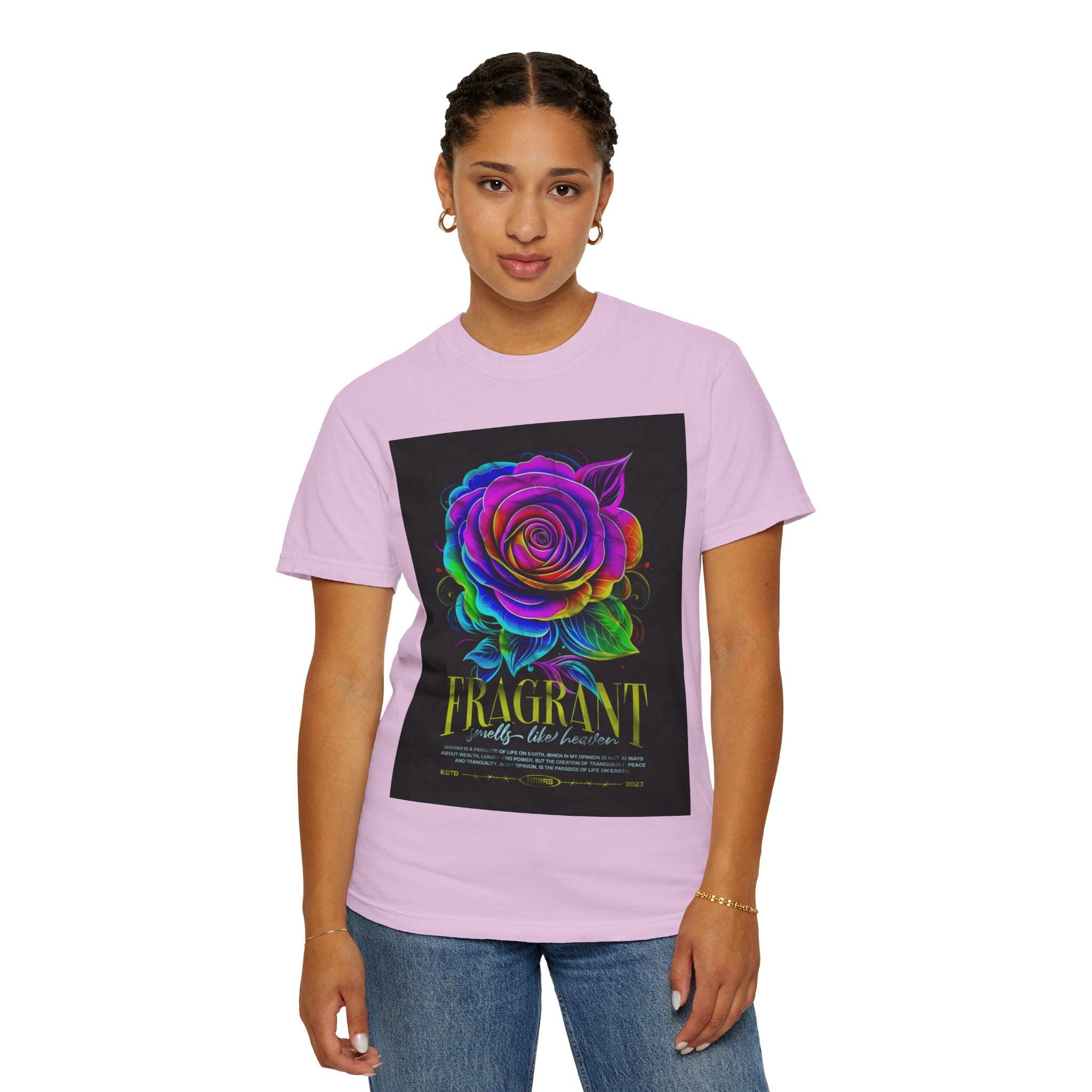 Fragrant Rainbow Rose T-Shirt — Vibrant Floral Graphic Tee