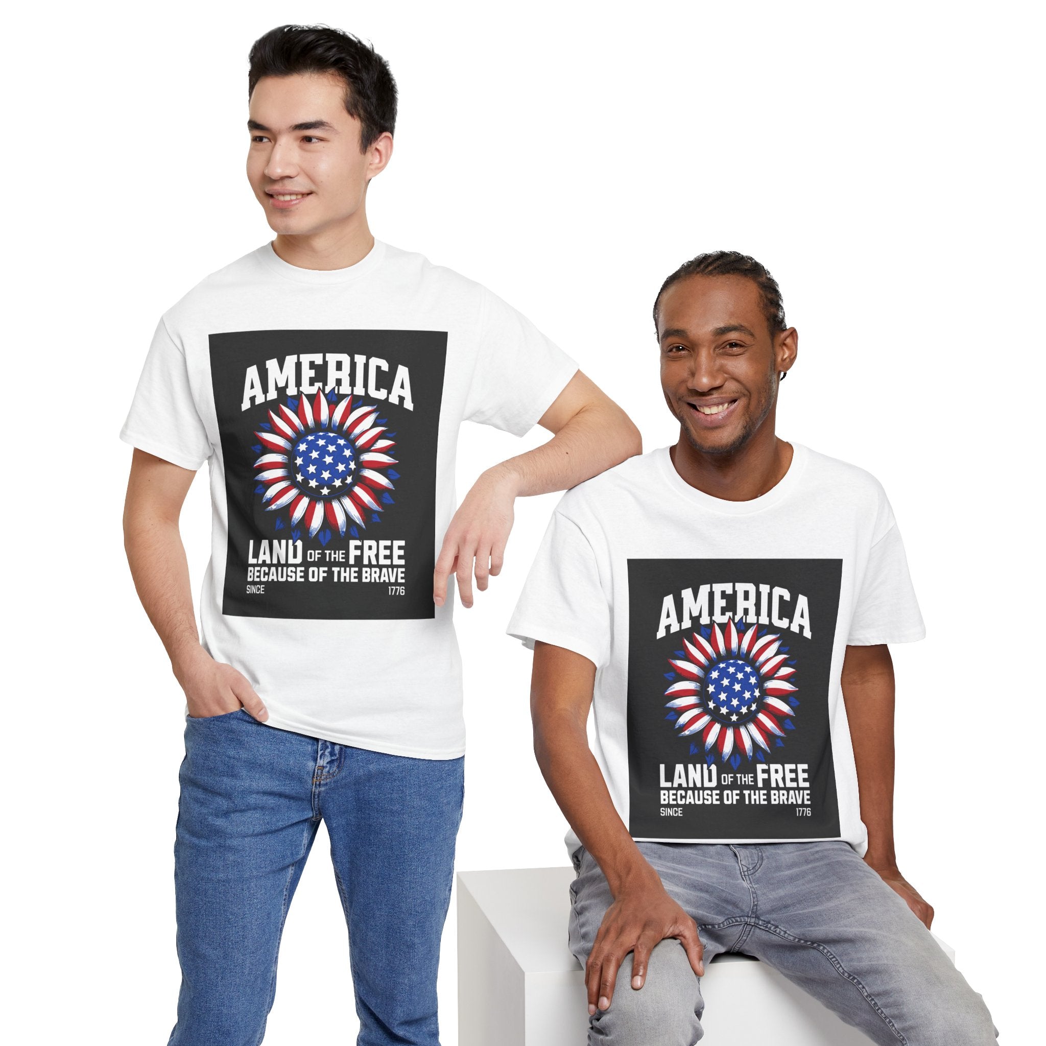 Patriotic America Tee — "Land of the Free Because of the Brave" Cotton T-Shirt