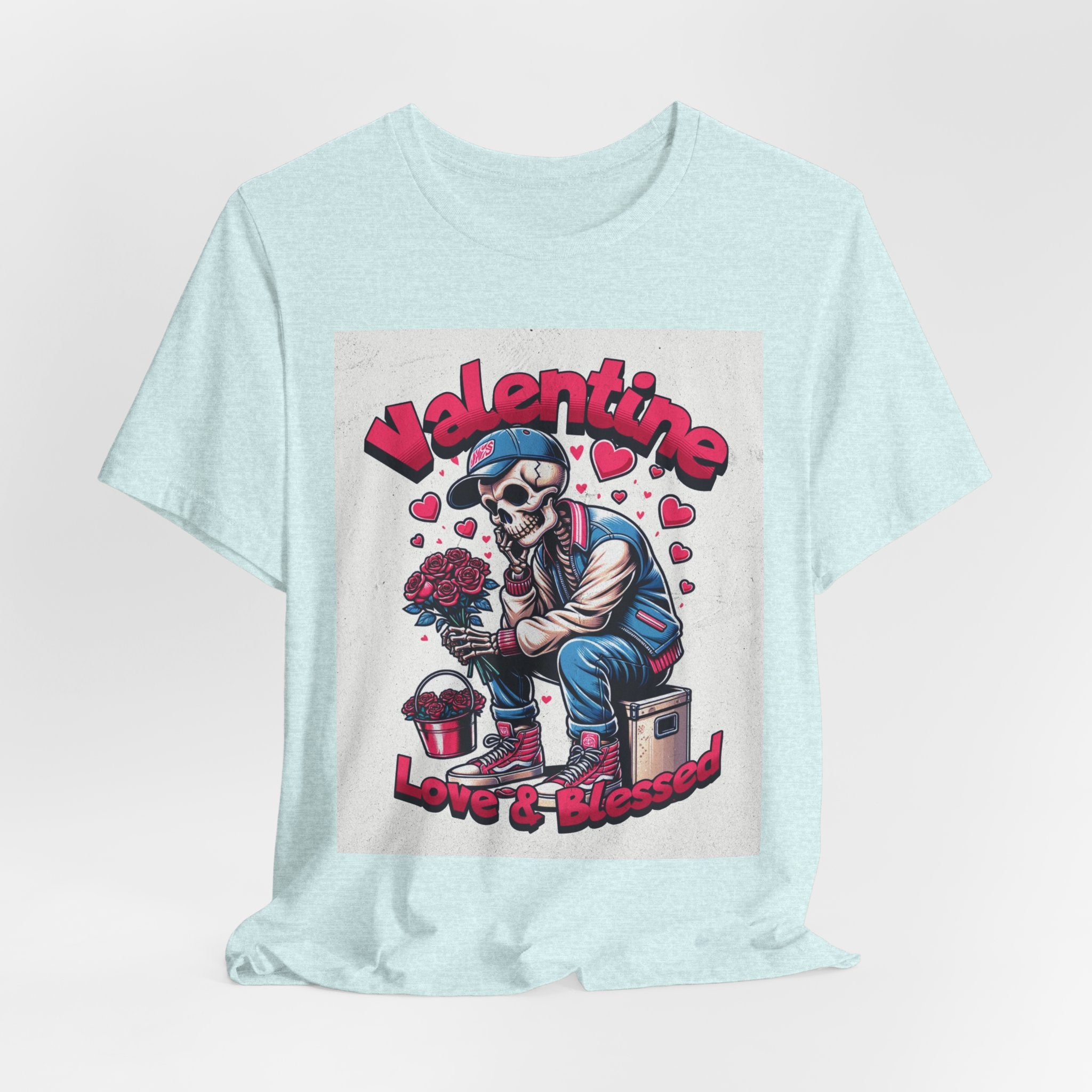 Valentine Skull T-Shirt – "Love & Blessed" Gothic Valentine Tee